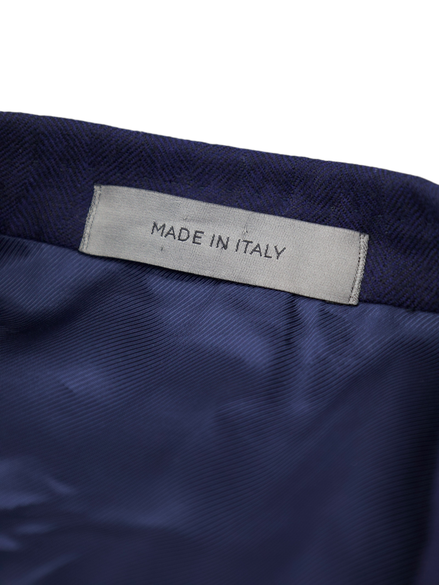 Corneliani Dark Blue Wool & Cashmere Herringbone Jacket