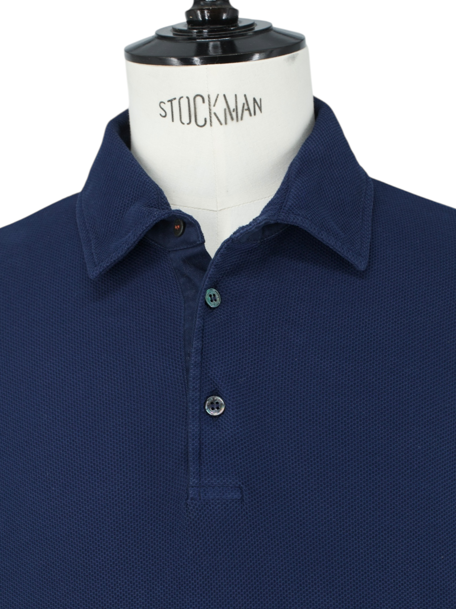 Loro Piana Dark Blue Cotton Piqué Long-Sleeve Pop-Over Shirt