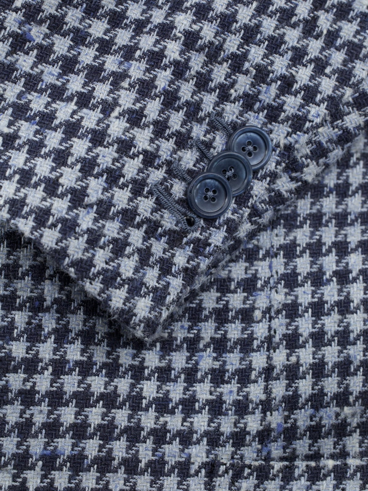 Cesare Attolini Indigo Blue Silk & Wool Bouclé Houndstooth Jacket