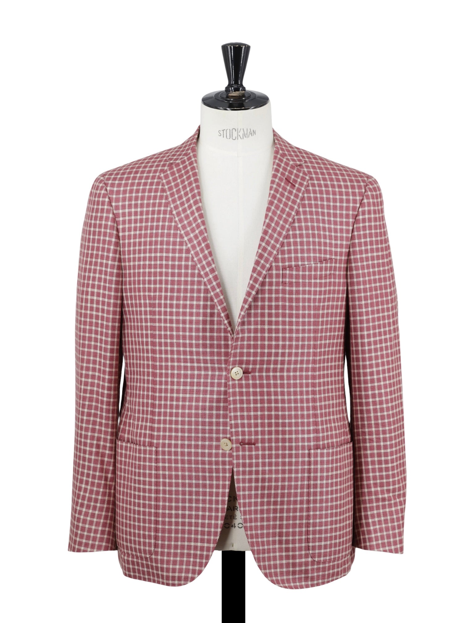 Corneliani Red & White Silk & Wool Checkered Academy Jacket