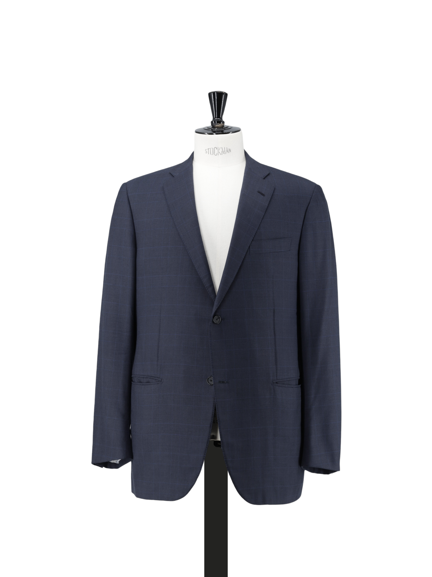 Caruso Dark Blue Fine-Wool Glenplaid Lungo Suit
