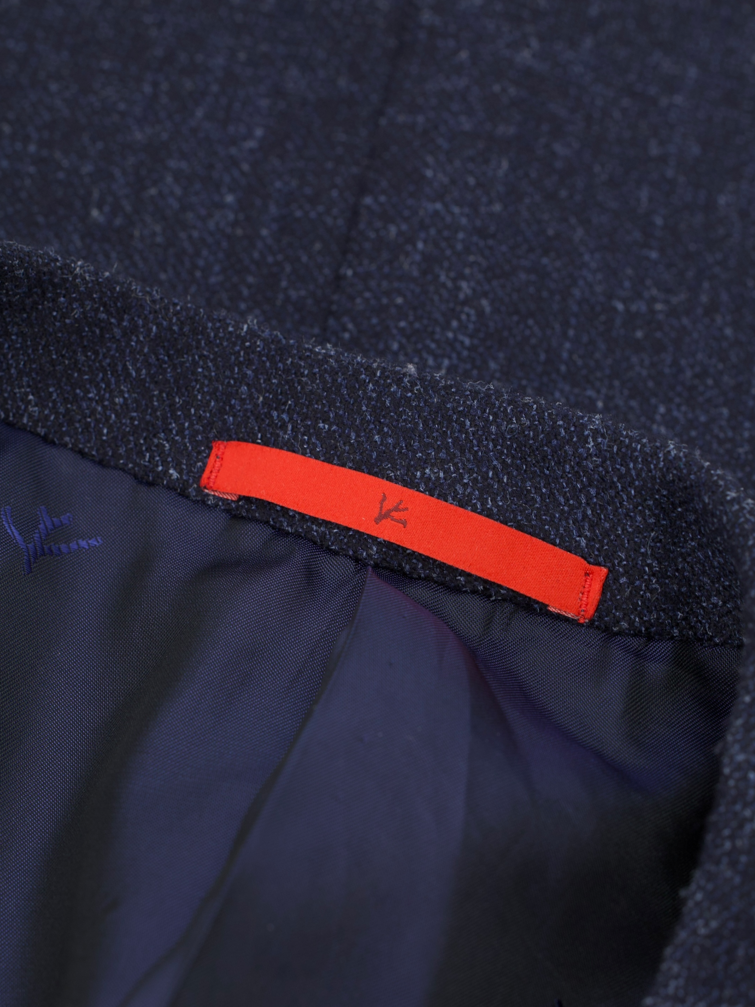 Isaia Dark Blue Wool, Silk & Cashmere Micro-Pattern “Sailor” Jacket