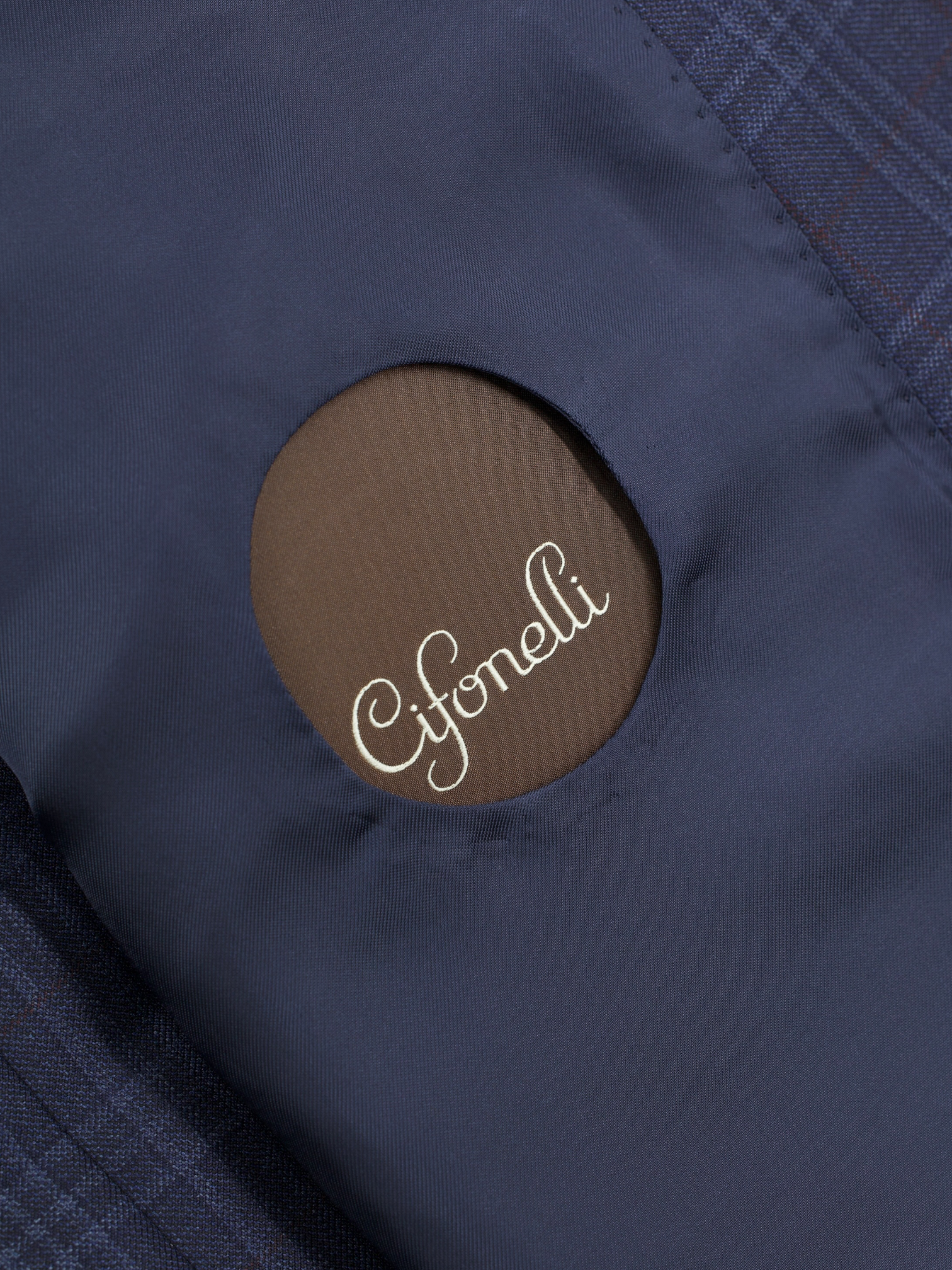 Cifonelli Dark Blue Fine-Wool Double Breasted Checkered Jacket