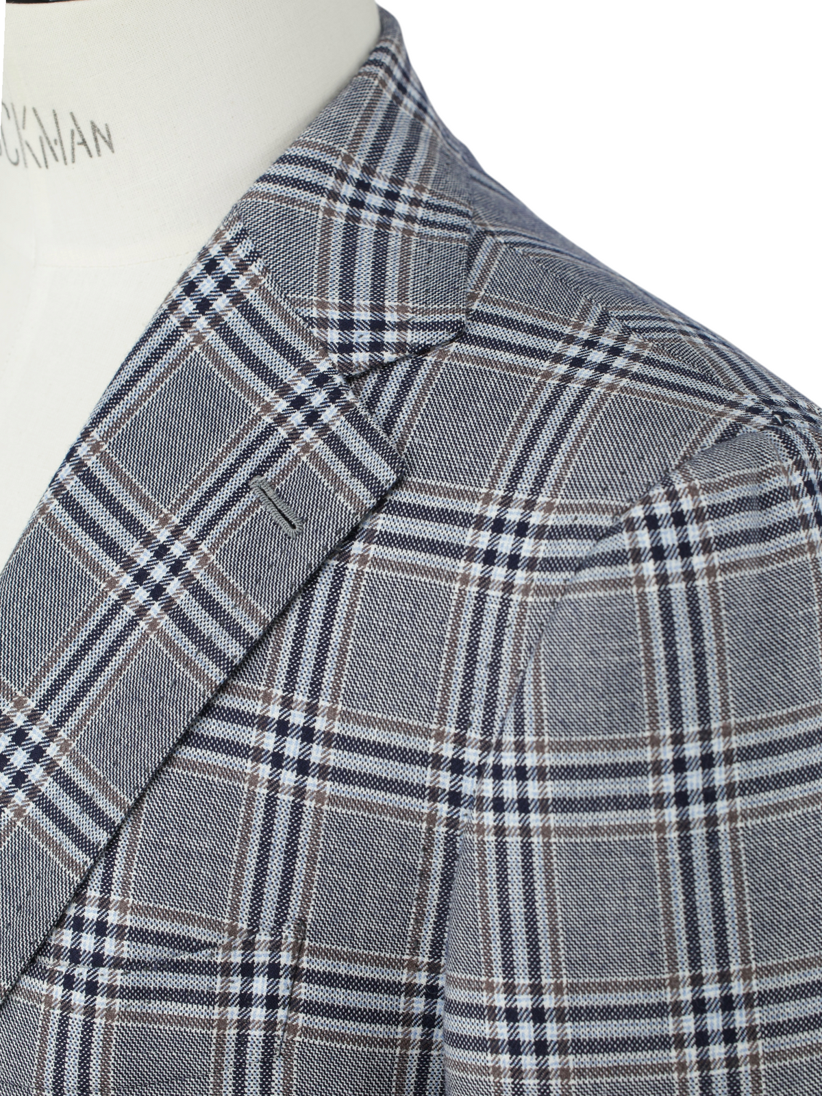 Cesare Attolini Taupe Super 140's, Silk & Linen Windowpane Jacket