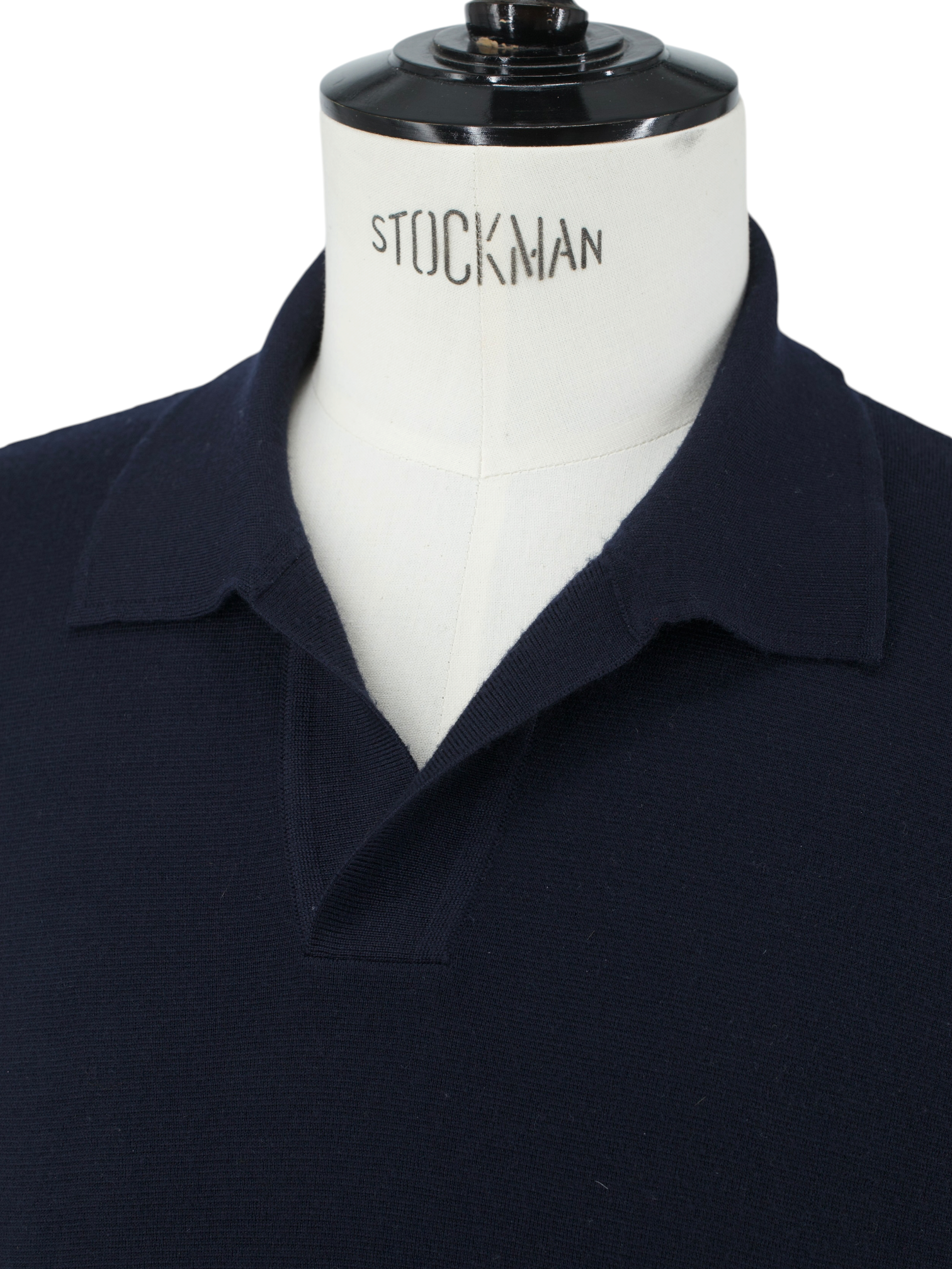 Loro Piana Navy Wish® Wool Jersey Buttonless Long-Sleeve Polo