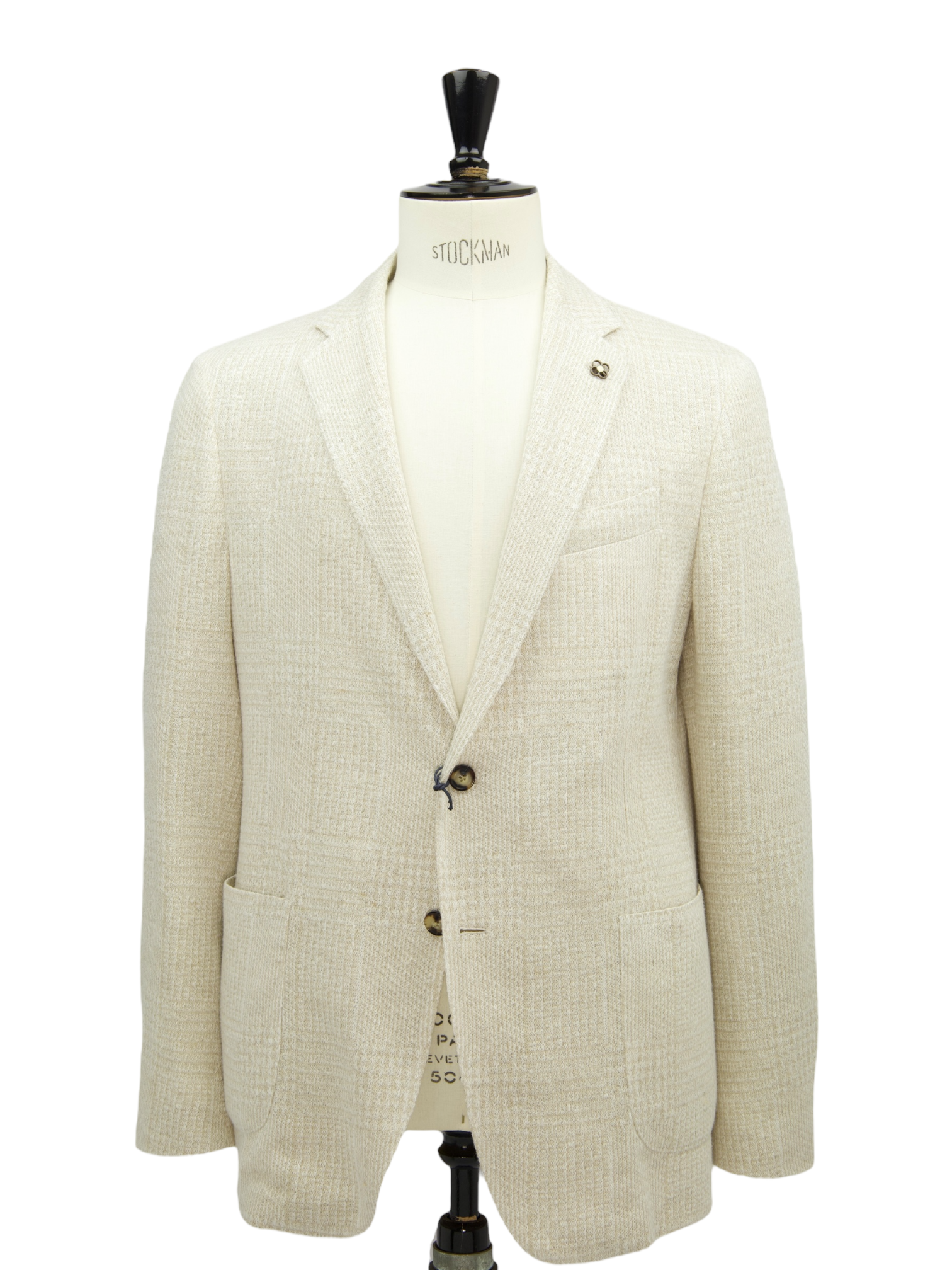 Lardini Light Brown Linen Prince of Wales Unconstructed Jacket