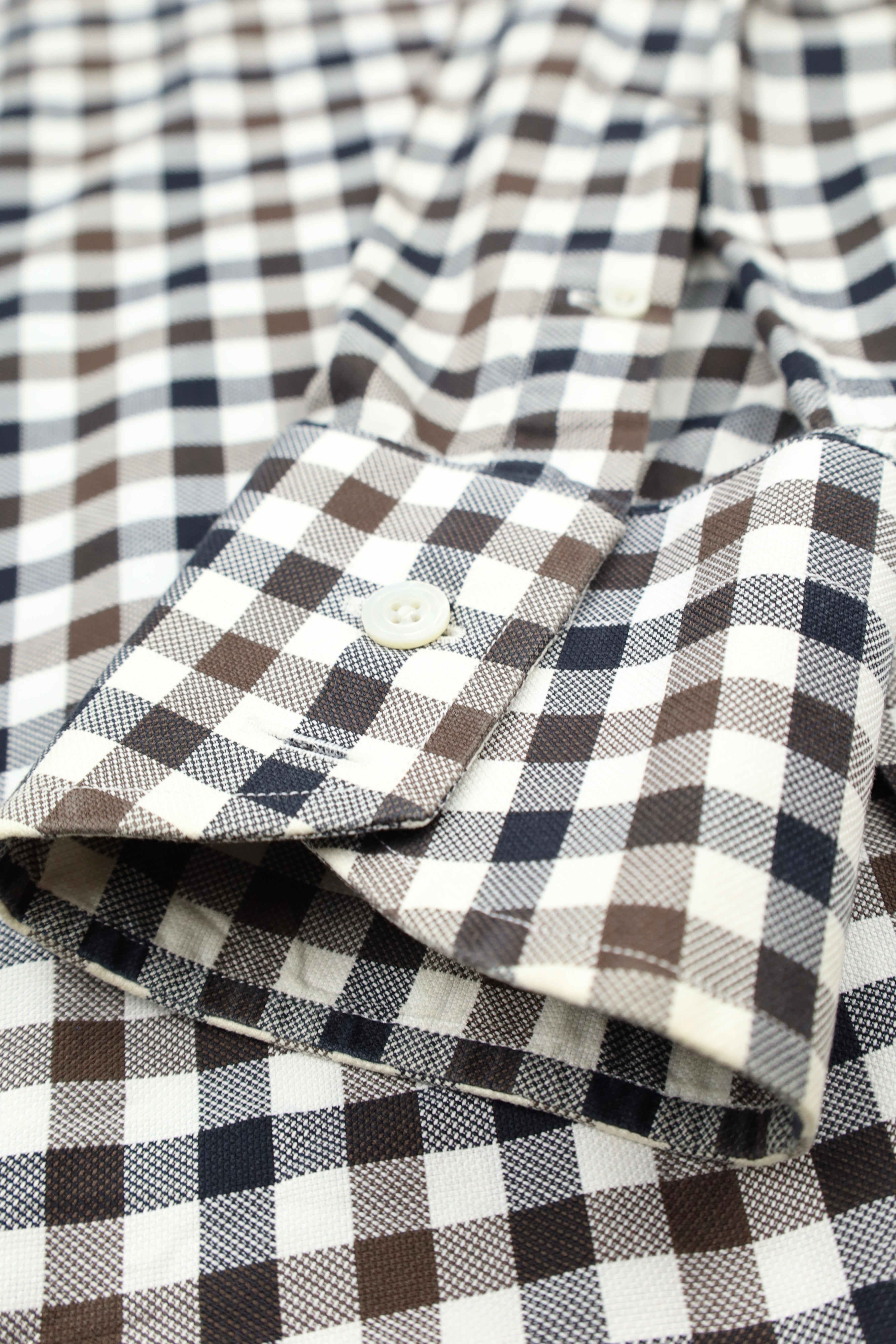 Tom Ford Brown & Blue Gingham Check Shirt