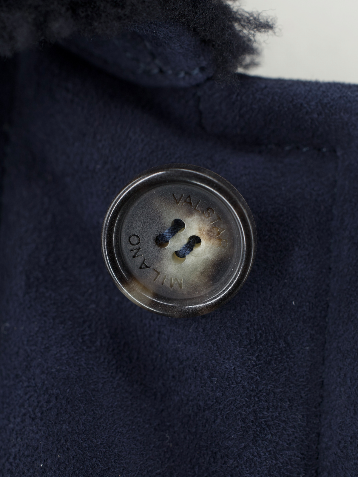 Valstar Navy Lambskin-Suede Shearling Deck Jacket