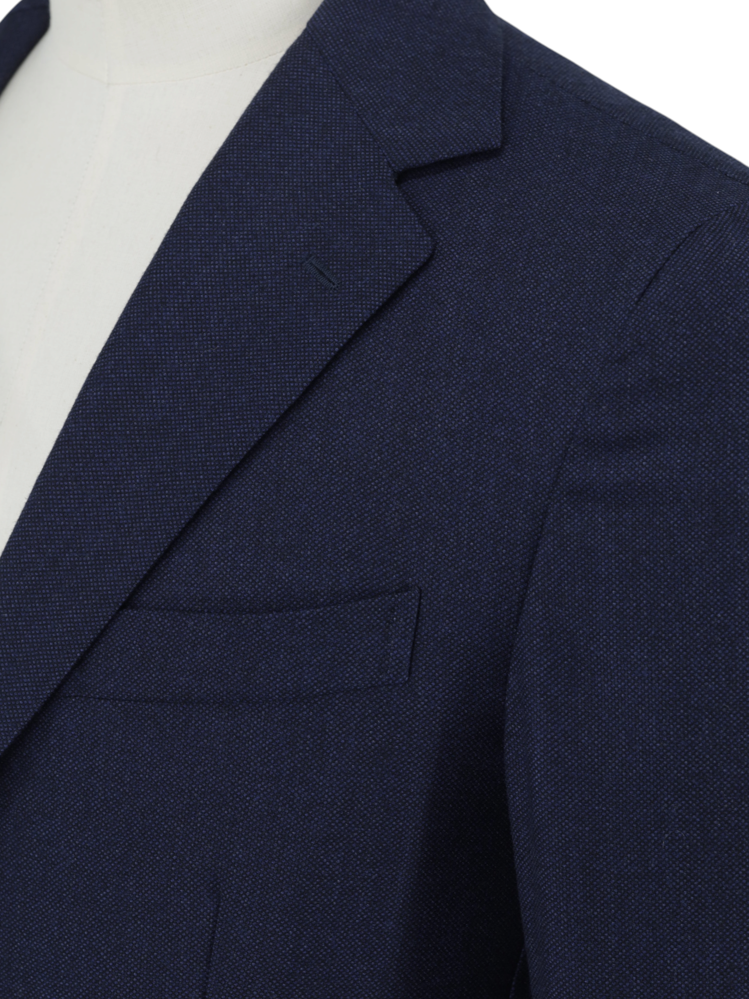 E. Formicola Dark Blue Worsted-Wool Birdseye Suit