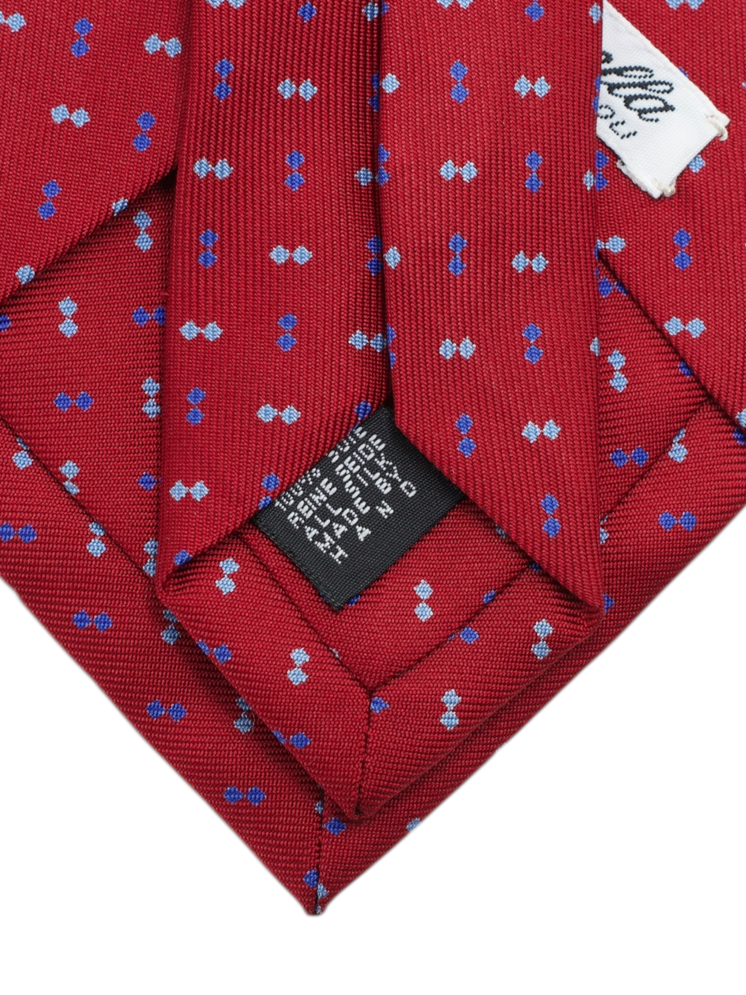 E.Marinella 3-Fold Red & Blue Silk Geometric Pattern Tie