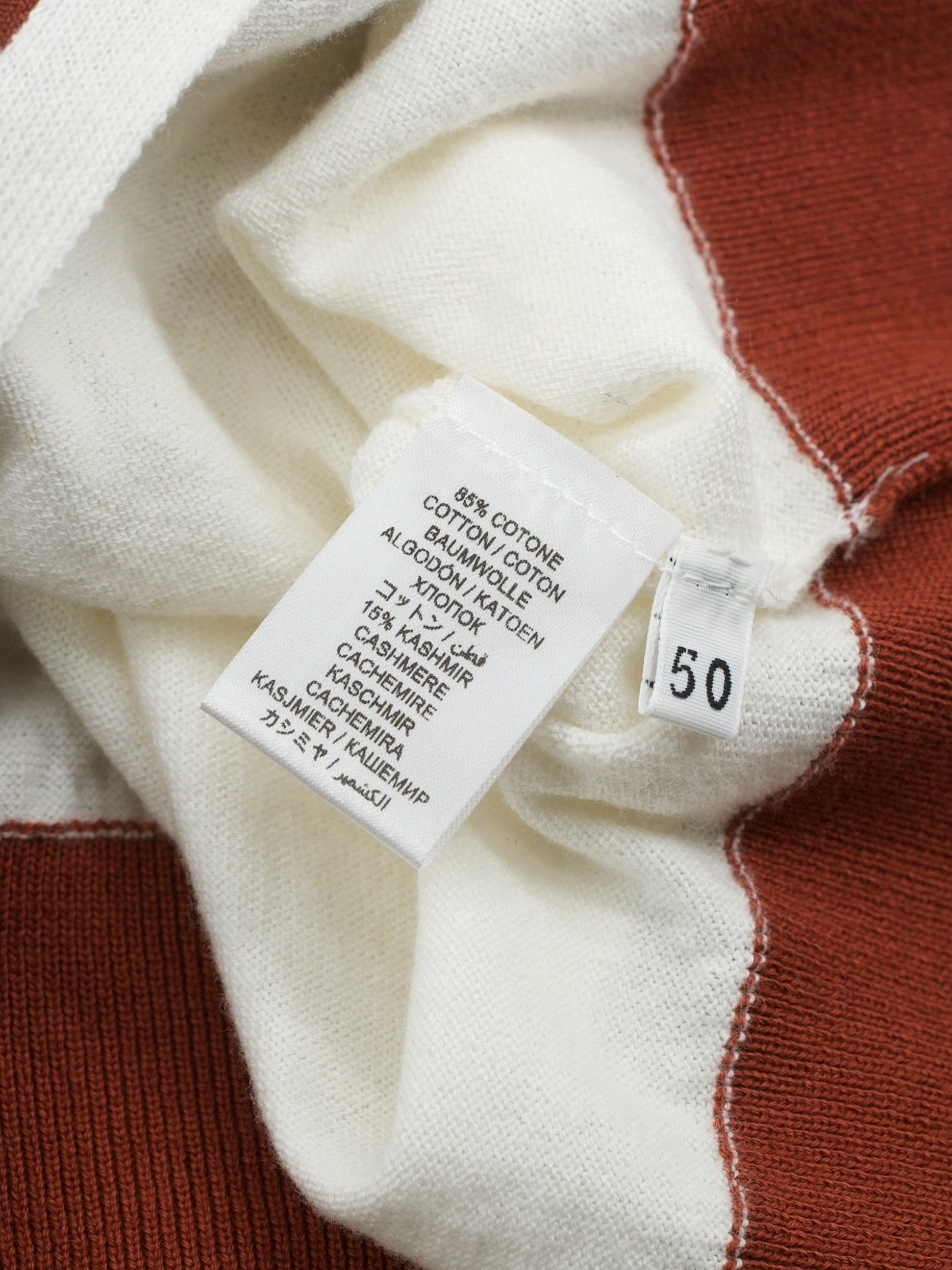 Doriani Cashmere Offwhite & Burnt Orange Cotton & Cashmere Full-Zip Knitwear