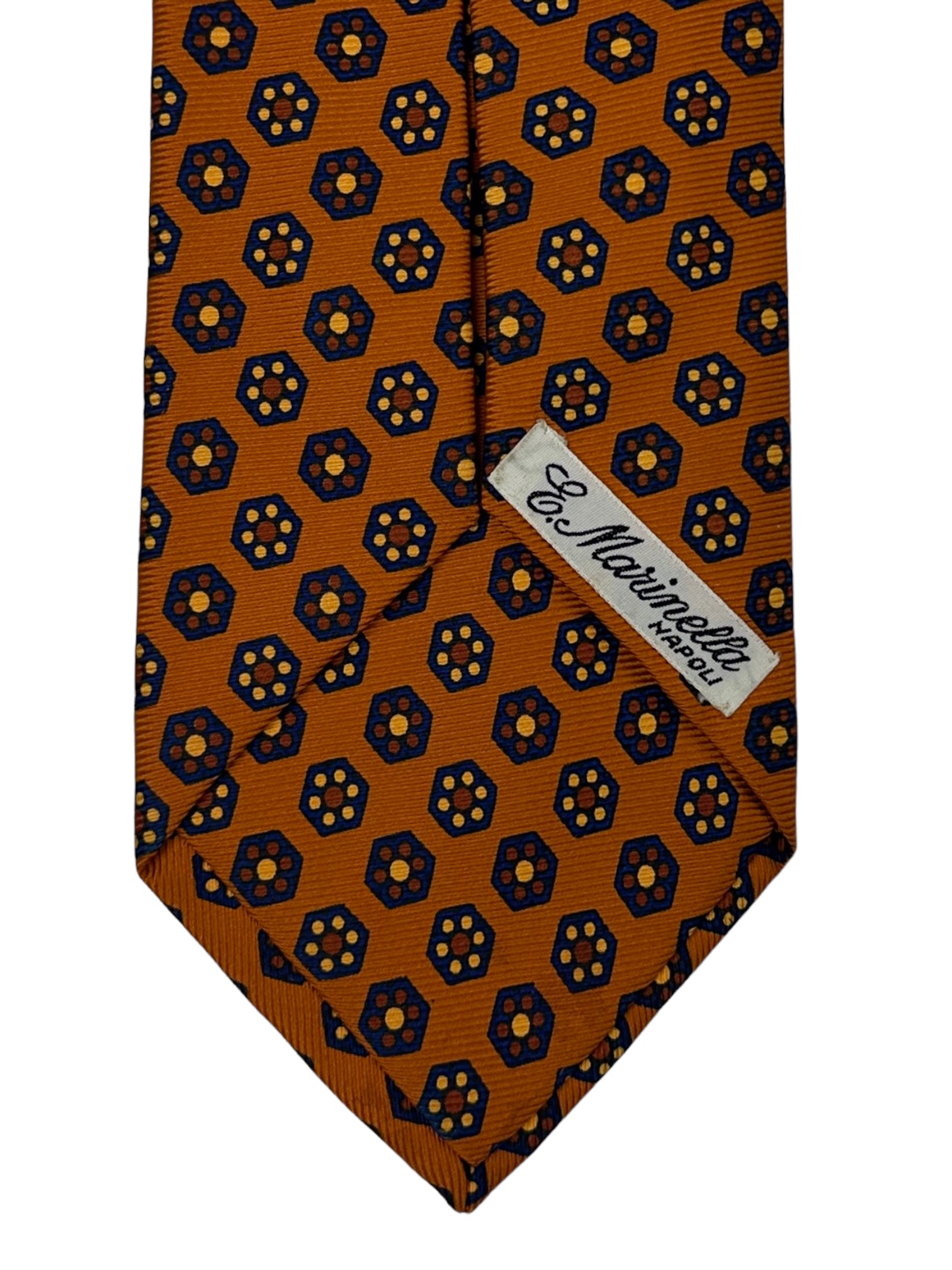 E. Marinella 7-Fold Orange Geometric Silk Tie