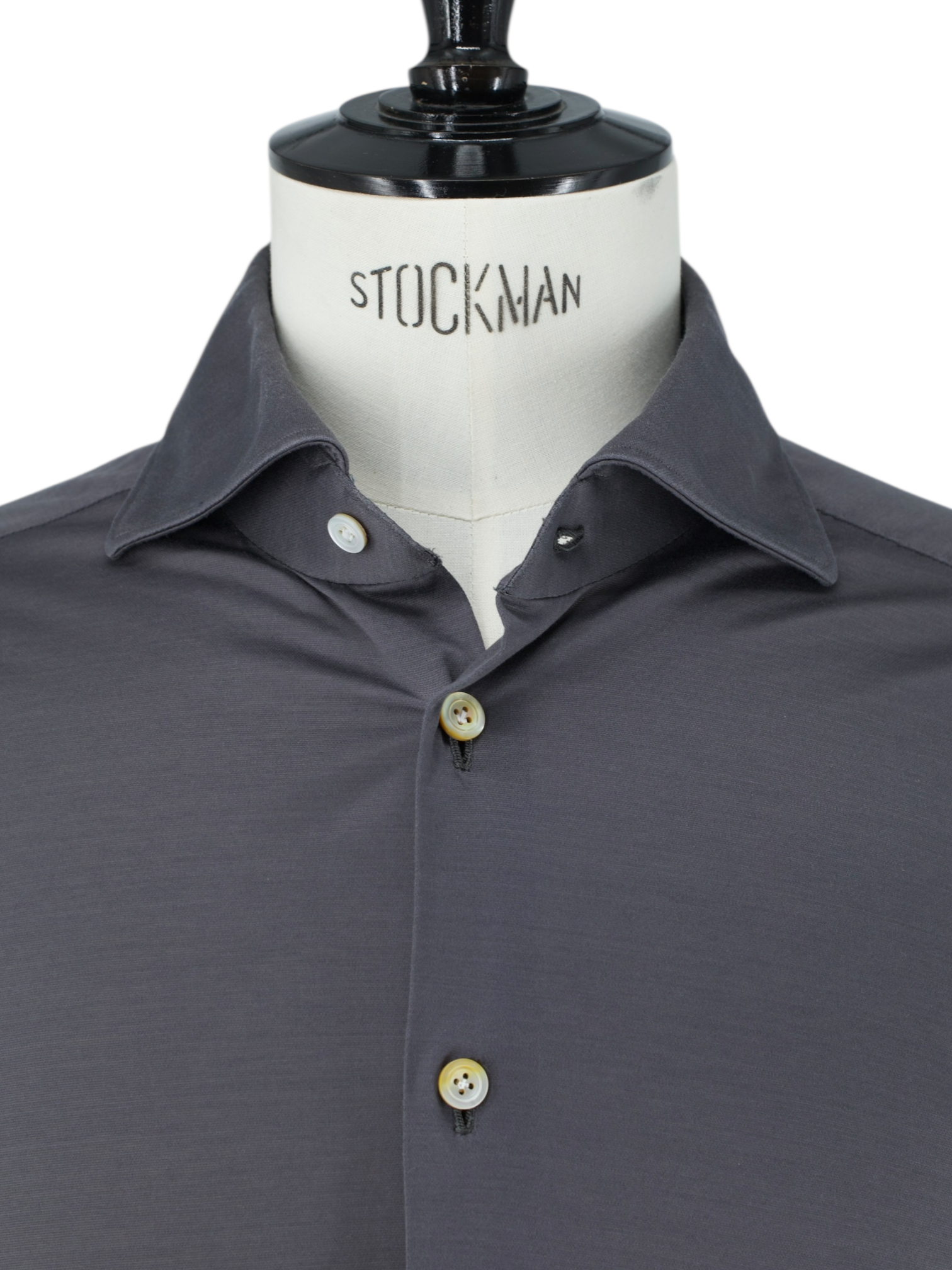 Kiton Warm Grey Jersey-Knitted Cotton Shirt