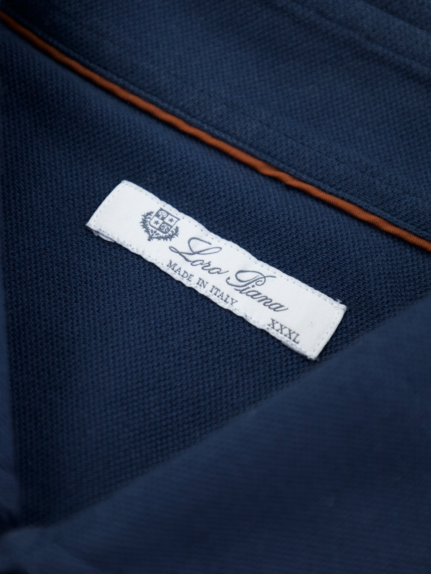 Loro Piana Navy Piqué Knitted Cotton Shirt