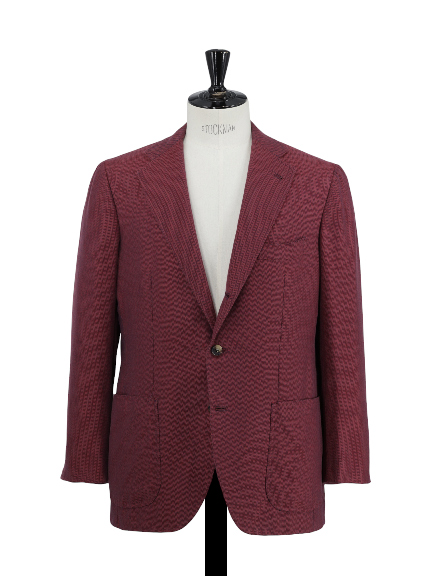 Orazio Luciano Red & Navy Super-Cotton Chevron-Herringbone Jacket