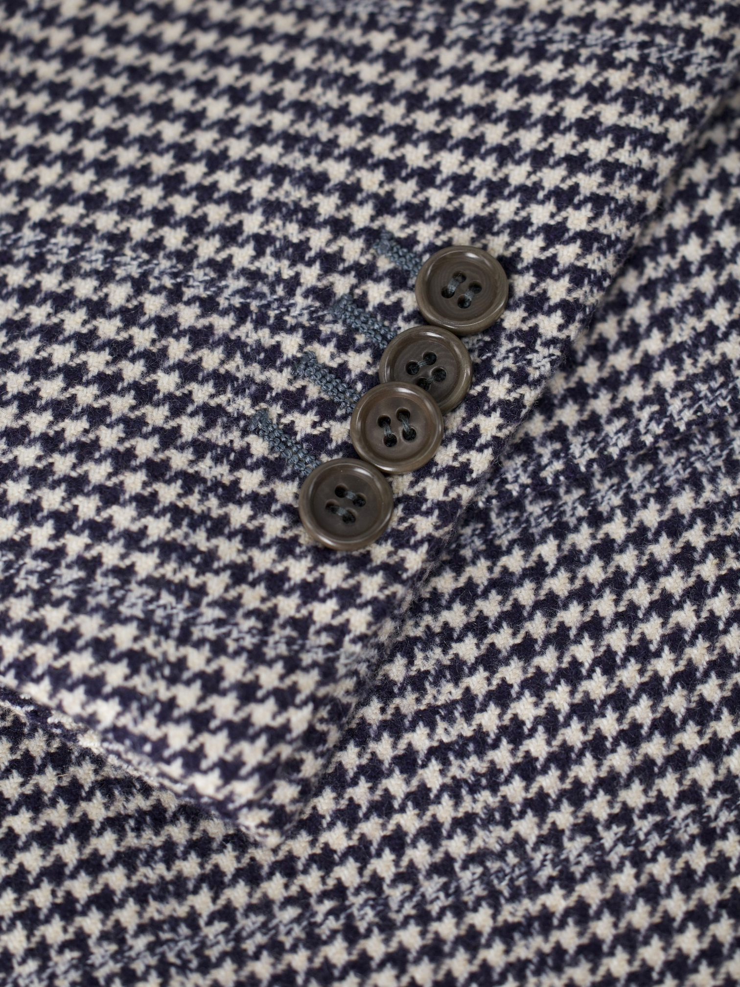 Kiton Navy & Light Blue Pure-Cashmere Pied de Poule Jacket