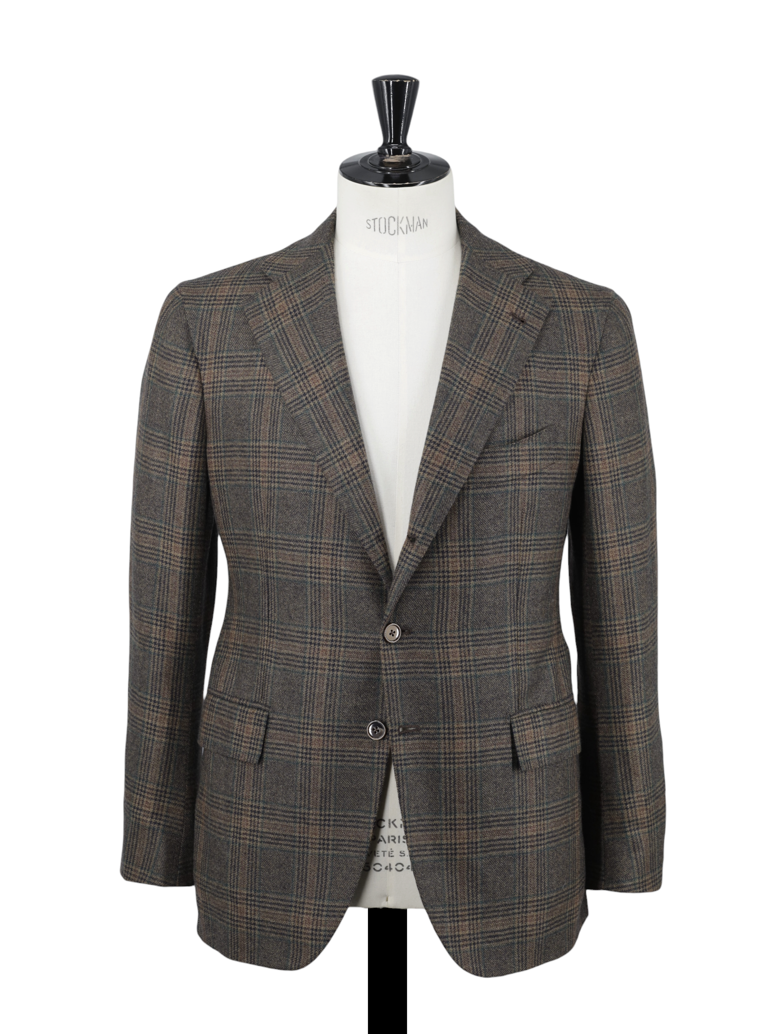 Orazio Luciano Light Brown & Green Wool & Cashmere Glenplaid Jacket