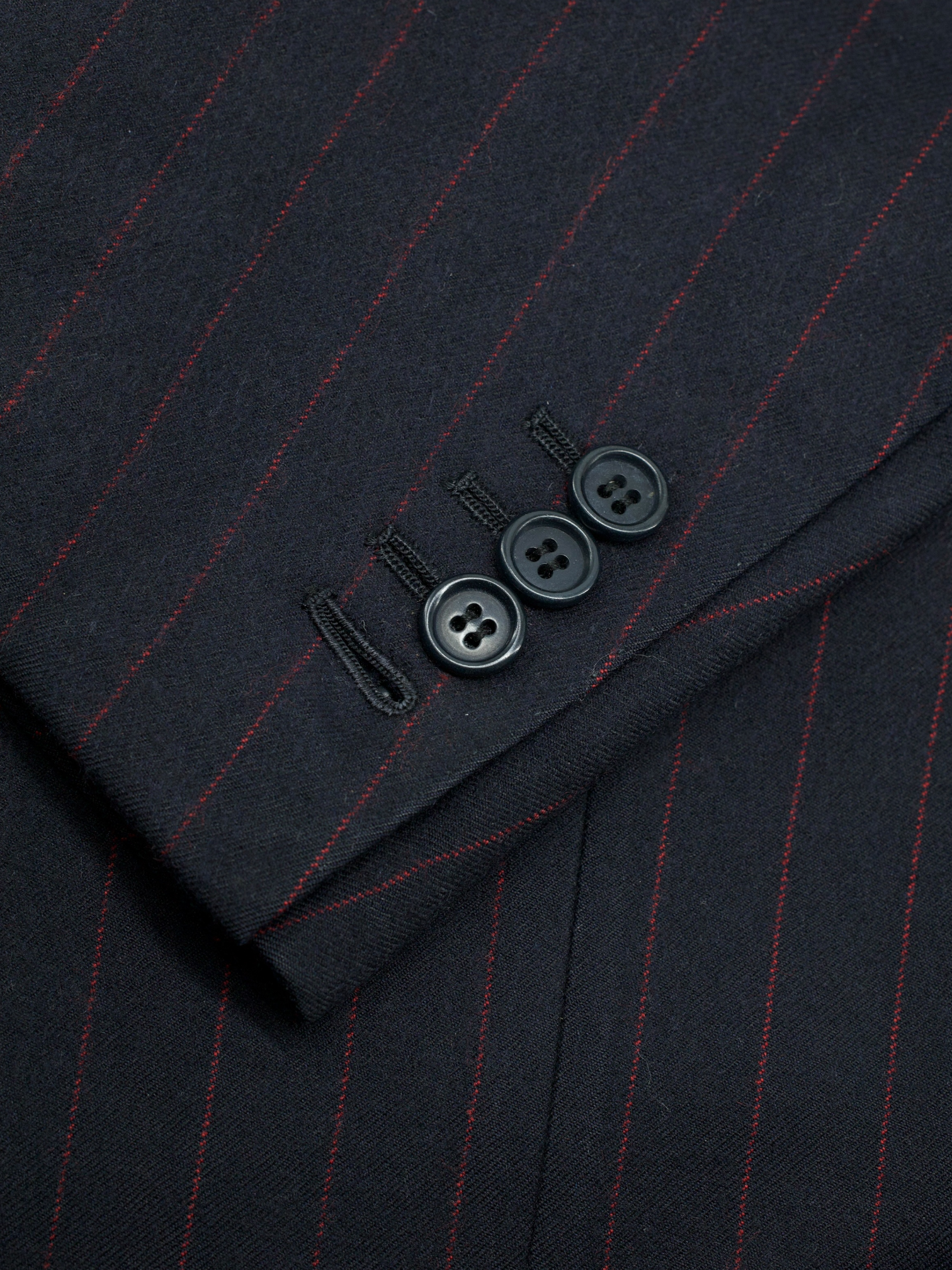 Kiton Navy & Red Pure Wool-Flannel Pinstripe Suit