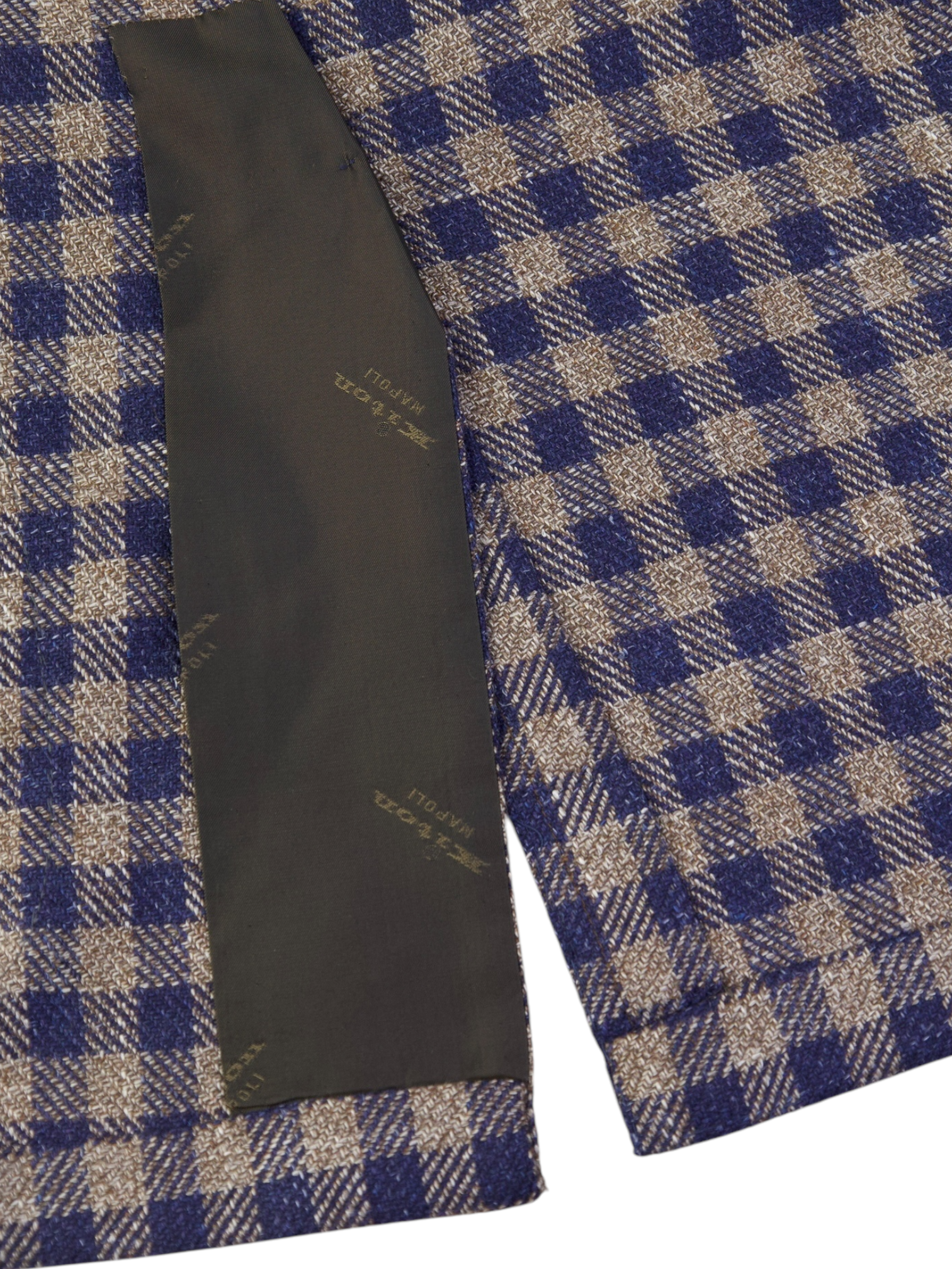 Kiton Light Brown & Navy Wool, Cashmere & Linen Gingham Check Jacket