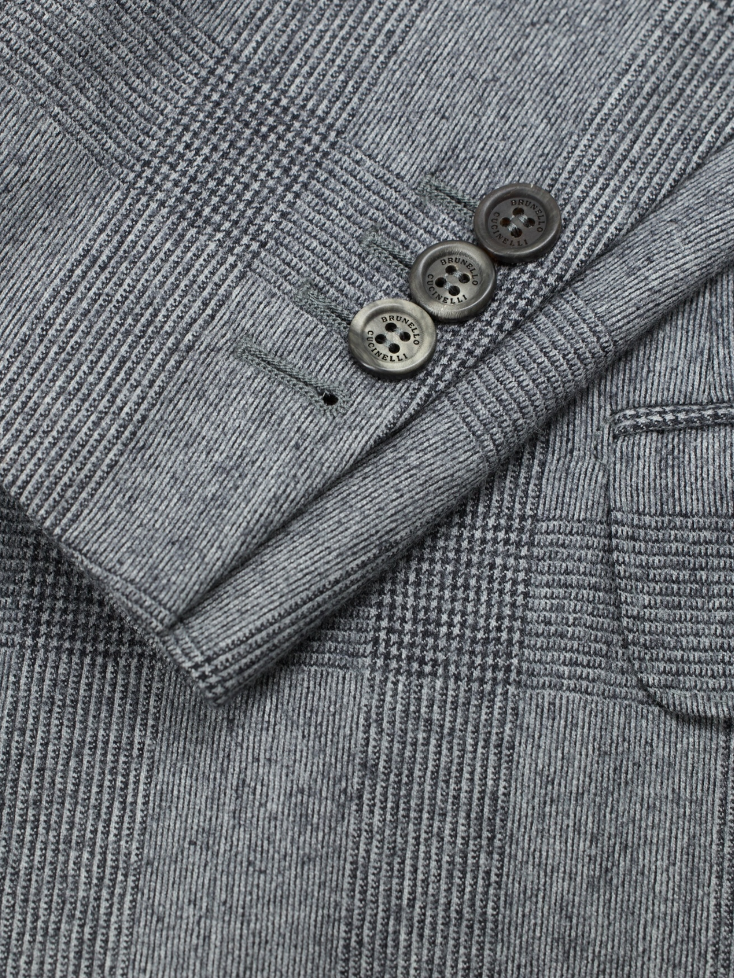 Brunello Cucinelli Grey Double Breasted Bushed-Wool Prince of Wales Suit