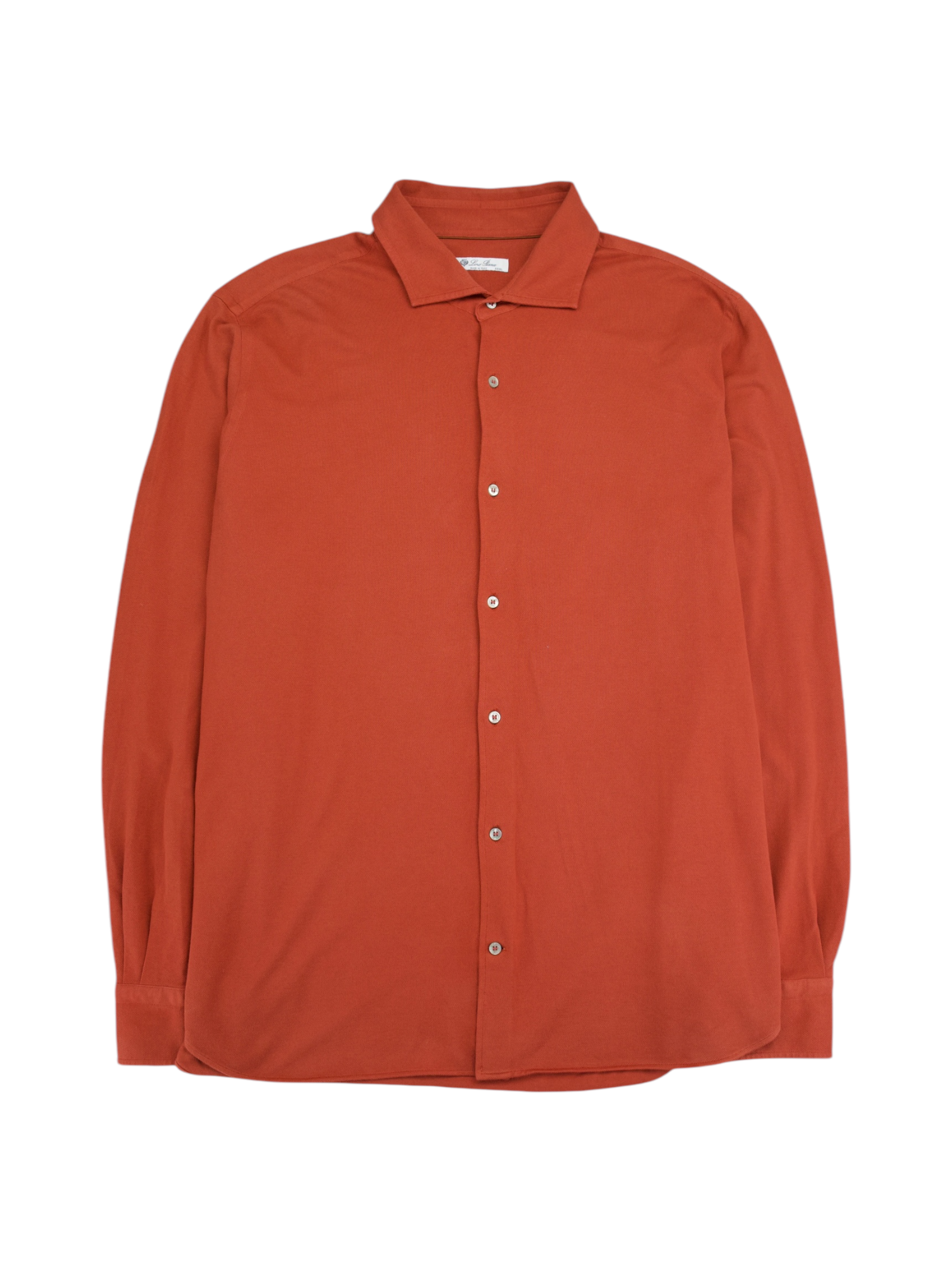 Loro Piana Orange Piqué Knitted Cotton Shirt