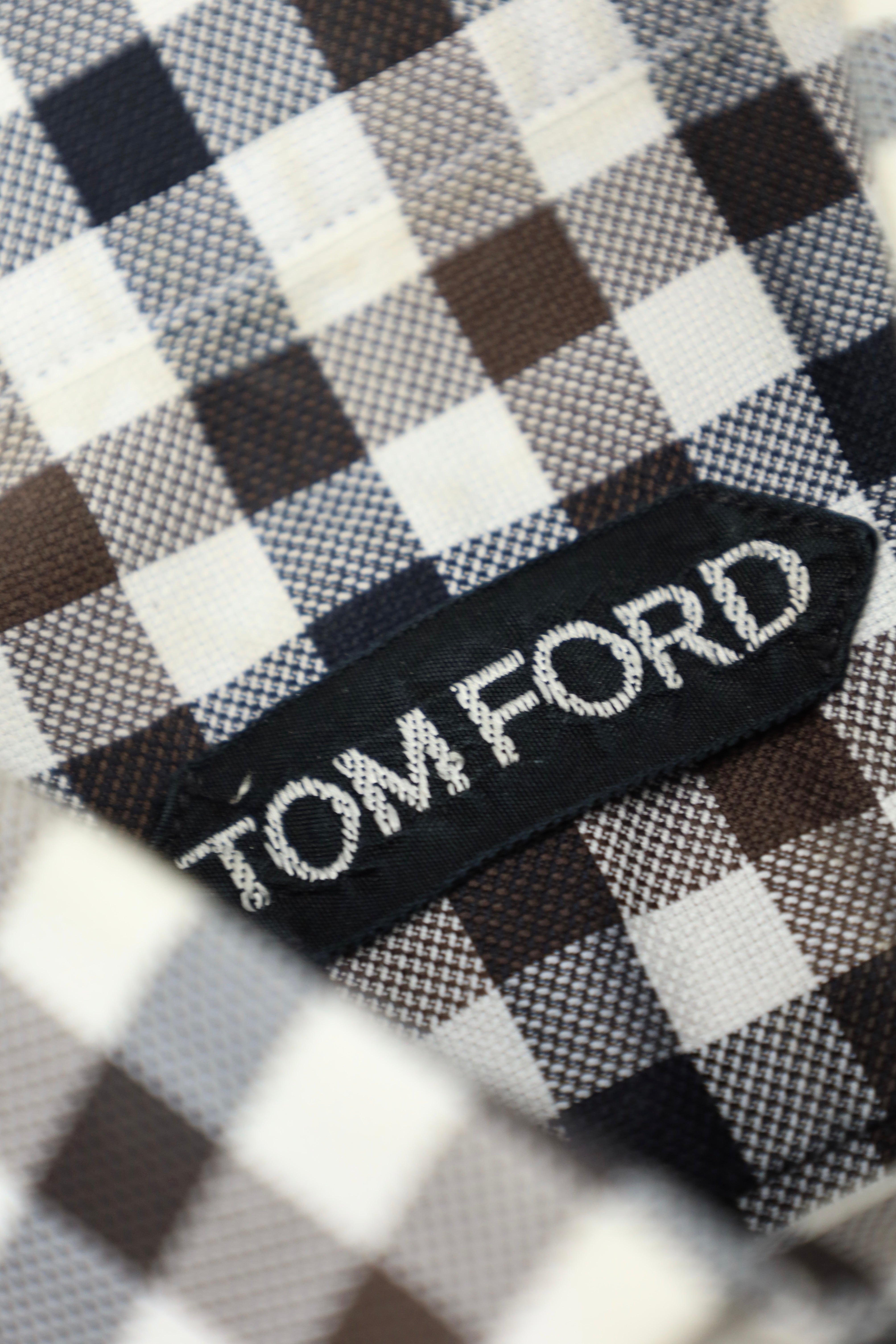 Tom Ford Brown & Blue Gingham Check Shirt