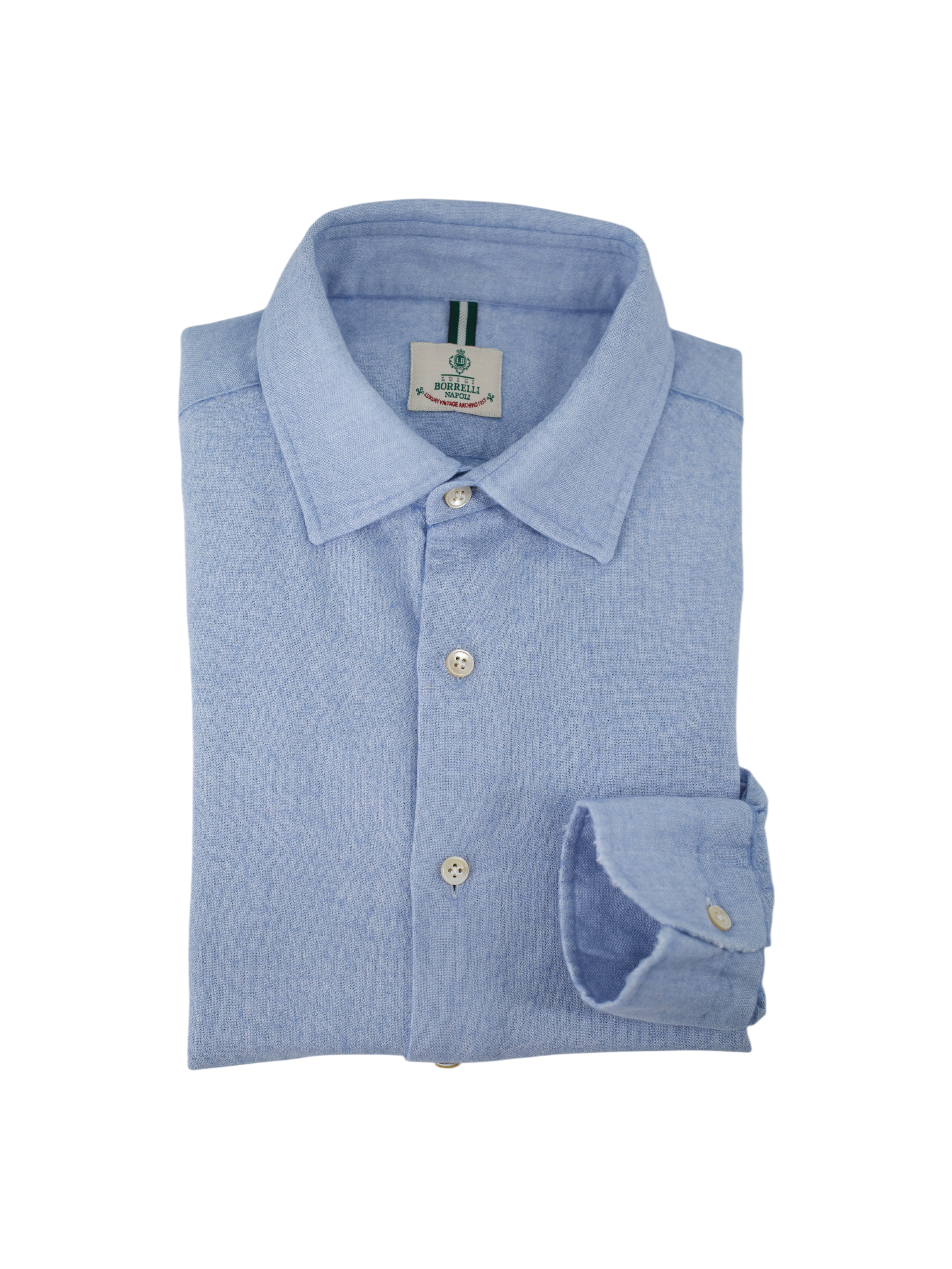 Luigi Borrelli Light Blue Modal & Wool Flannel Shirt
