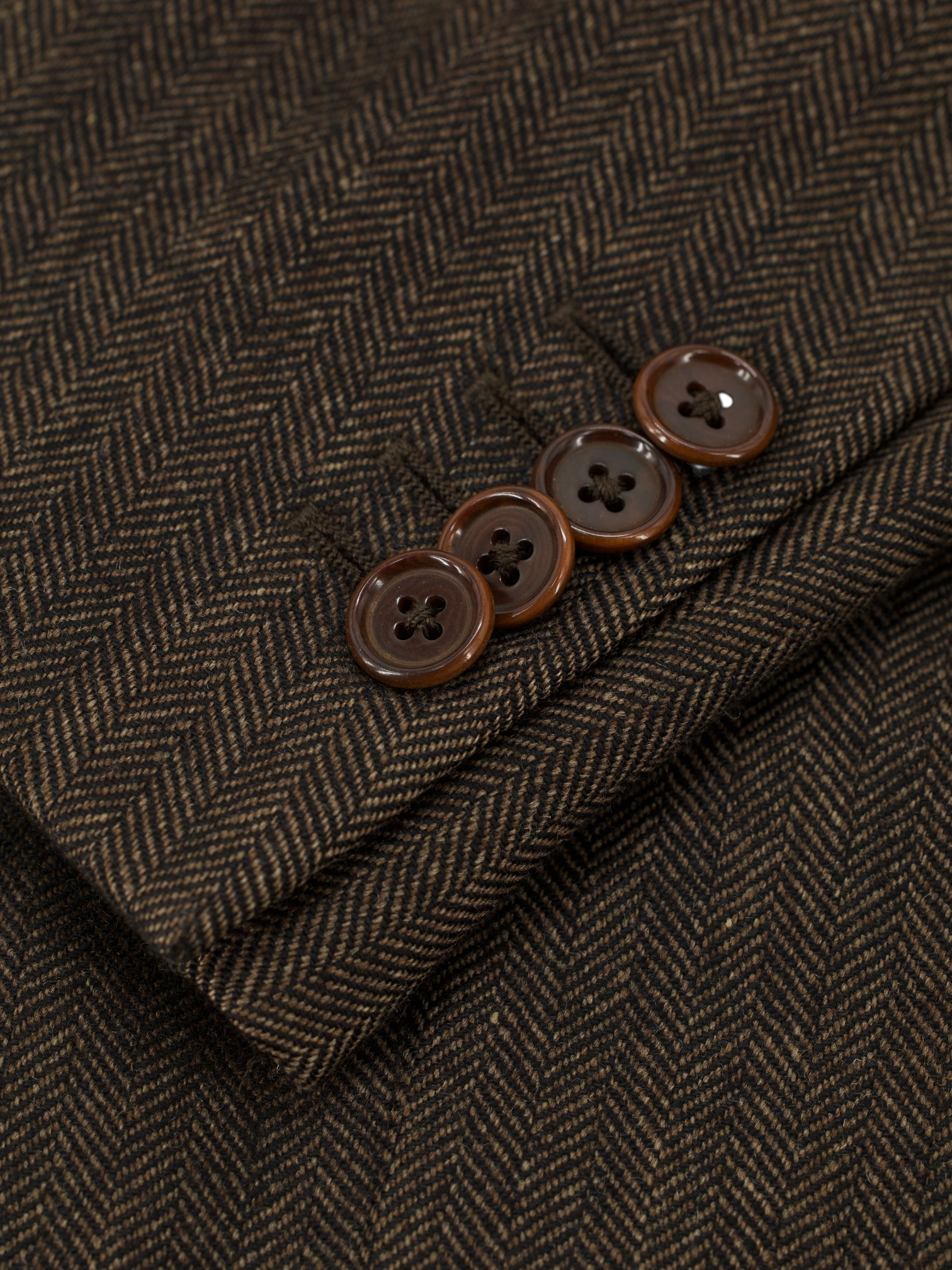 Caruso Chocolate Brown Pure Cashmere Herringbone Jacket