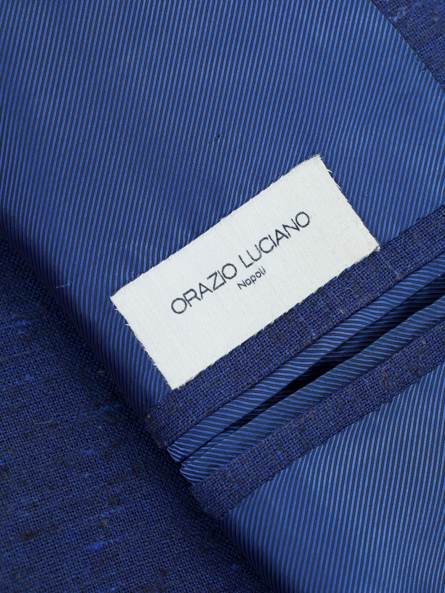 Orazio Luciano Azure Blue Silk, Wool & Mohair Shantung Jacket
