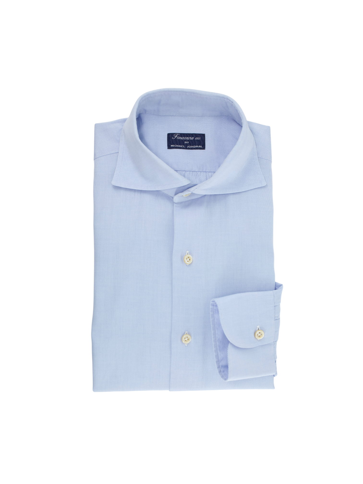 Finamore Light Blue Cotton "Collo Eduardo" Dress Shirt