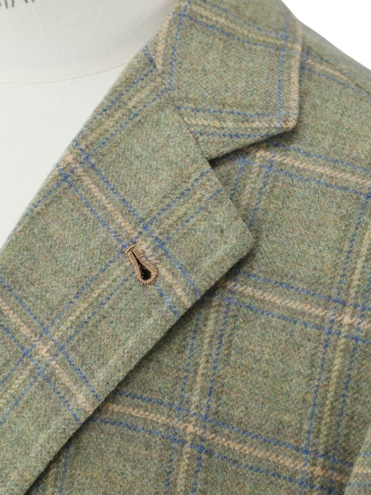 Orazio Luciano Sage Green & Light Blue Brushed-Wool Windowpane Jacket