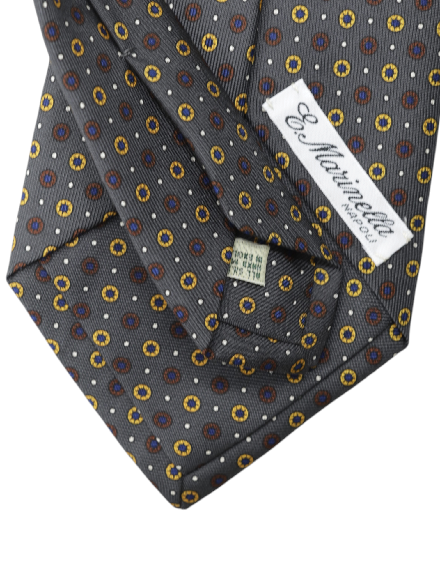 E.Marinella Warm Taupe & Orange Silk Multi-Dot Pattern Tie