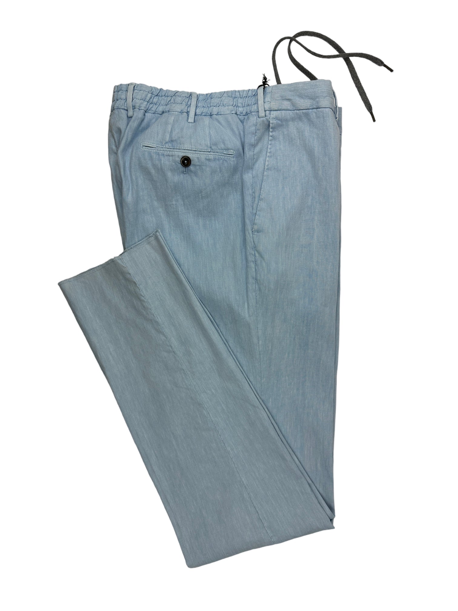 PT01 Light Blue Cotton & Linen Trousers