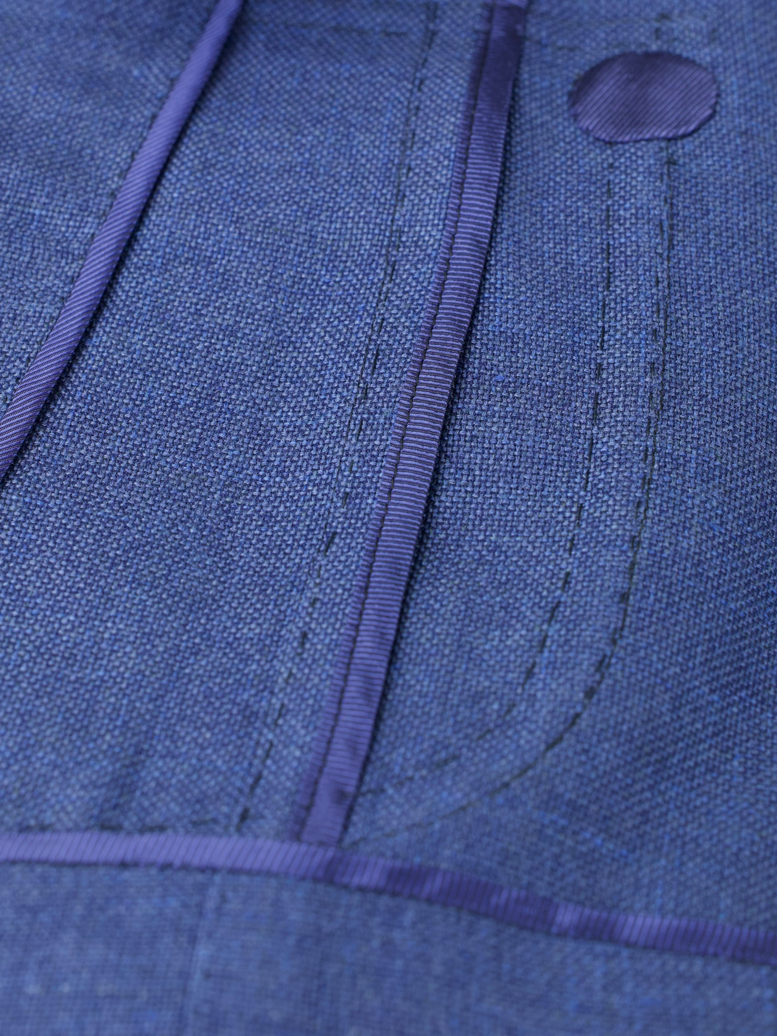 Cesare Attolini Cobalt Blue Wool, Silk & Linen Hopsack Safari-Overshirt