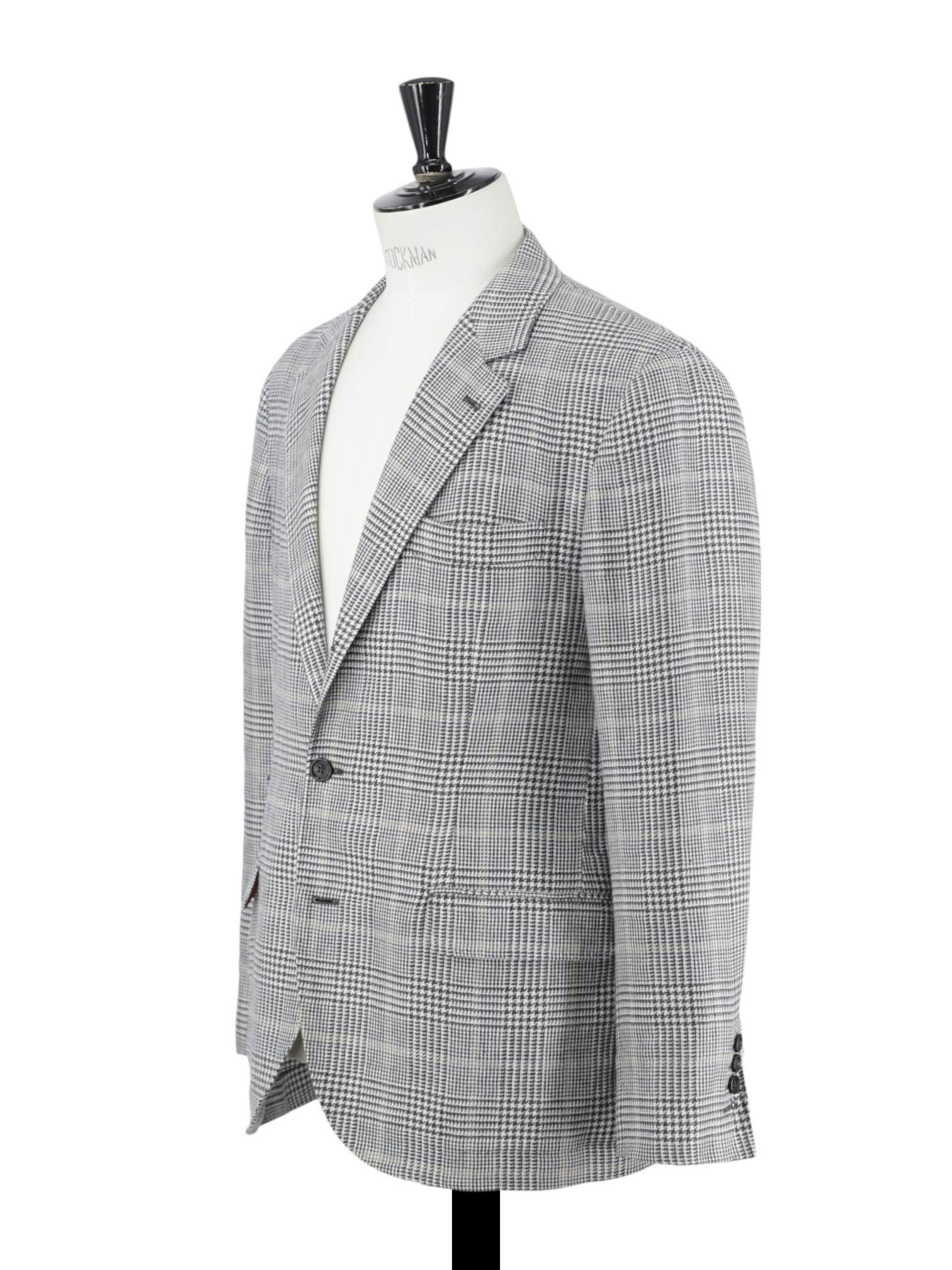 Brunello Cucinelli Grey & Light Brown Linen, Wool & Silk Glenplaid Jacket