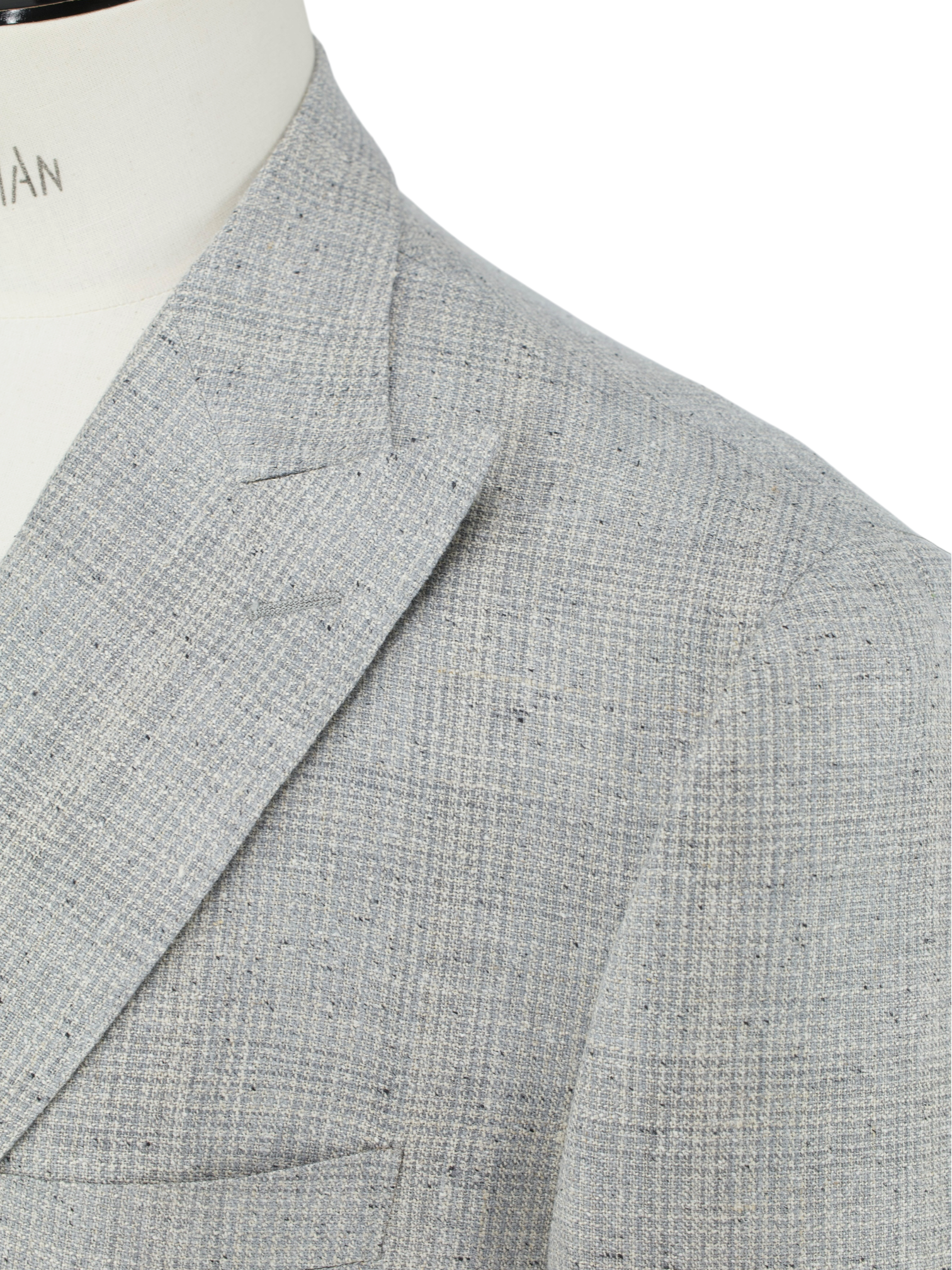 Corneliani Marlbled Greige Double-Breasted Silk, Linen & Wool Jacket