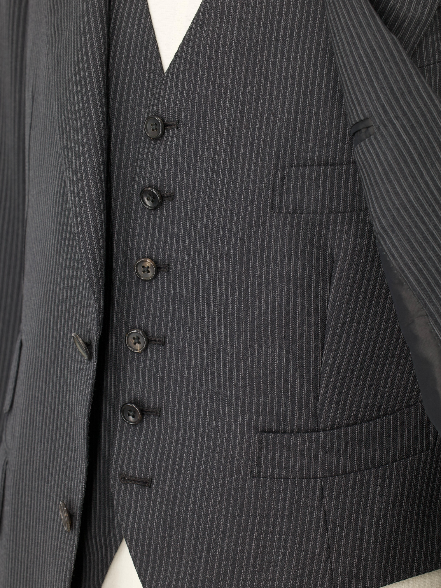Tom Ford Dark Grey 3-Piece Wool Pinstripe Windsor Suit