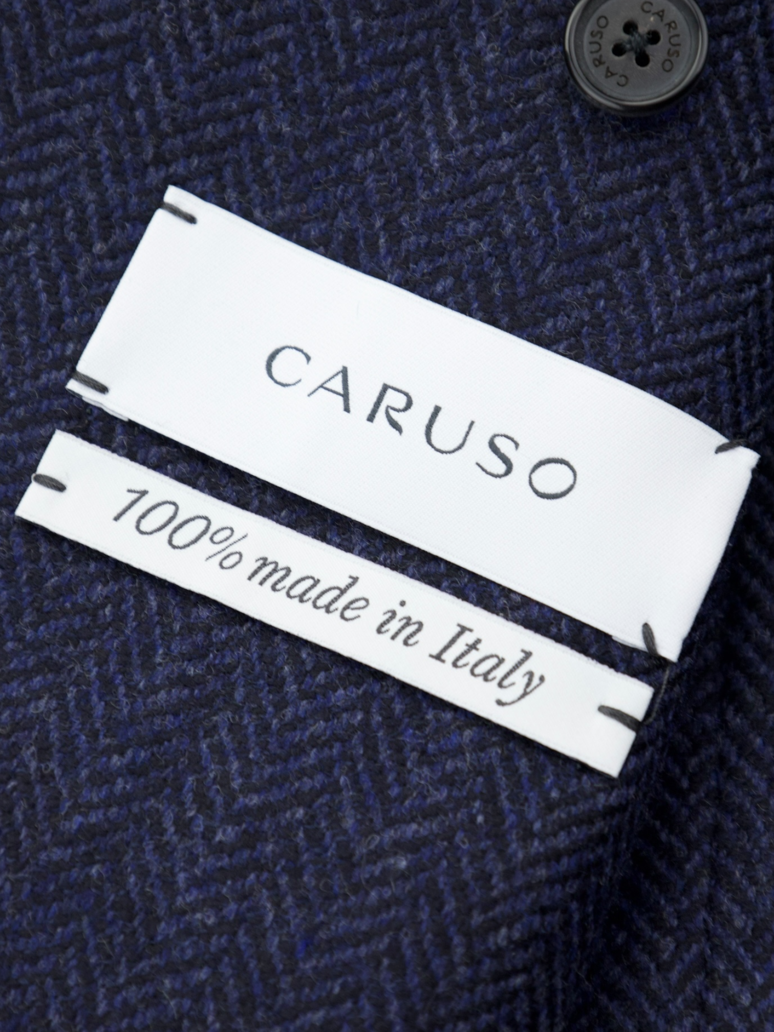 Caruso Blue Wool & Cashmere Herringbone “Butterfly” Jacket