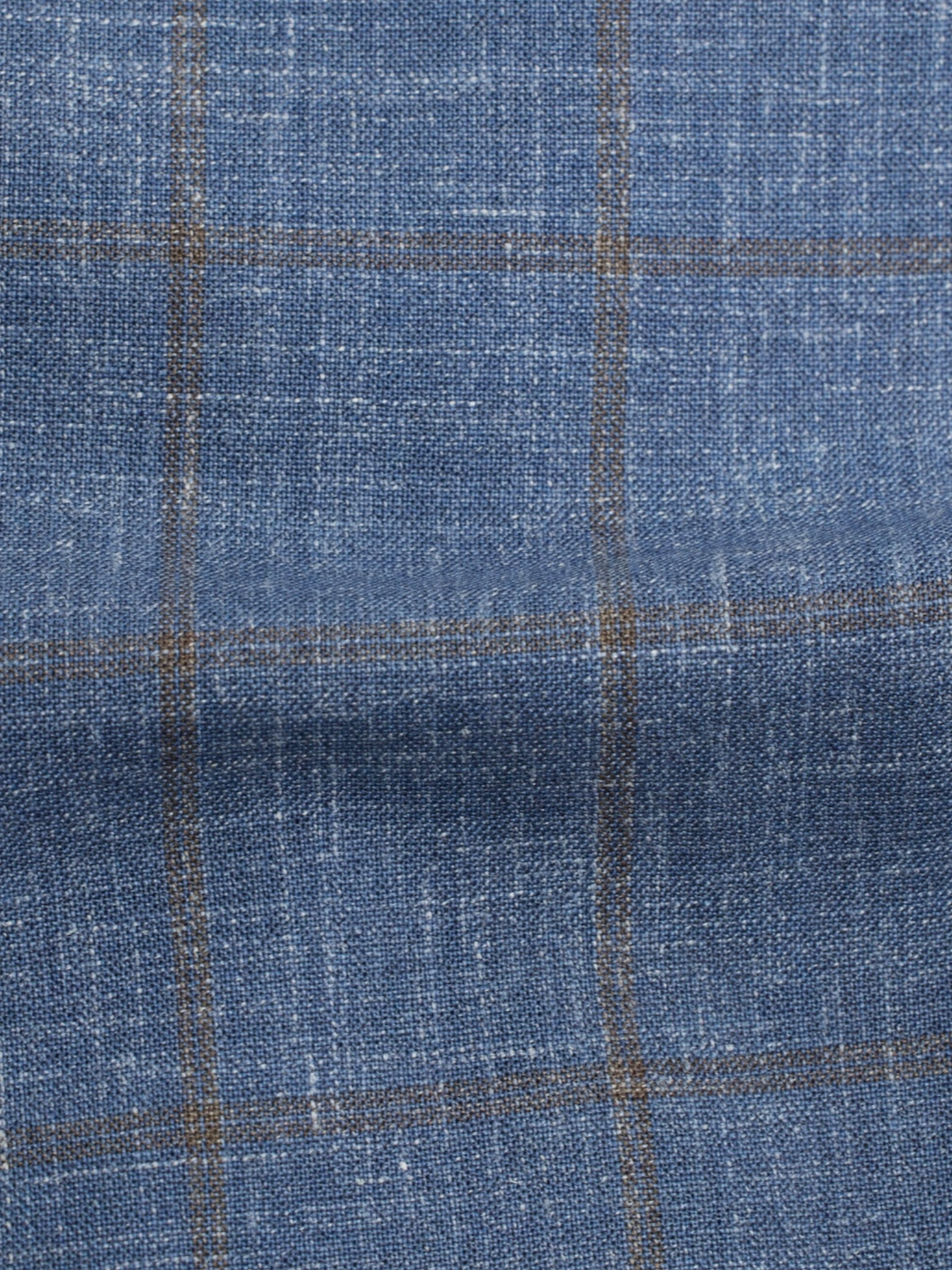 Corneliani Chambray Blue & Brown Wool, Silk & Linen Windowpane Jacket