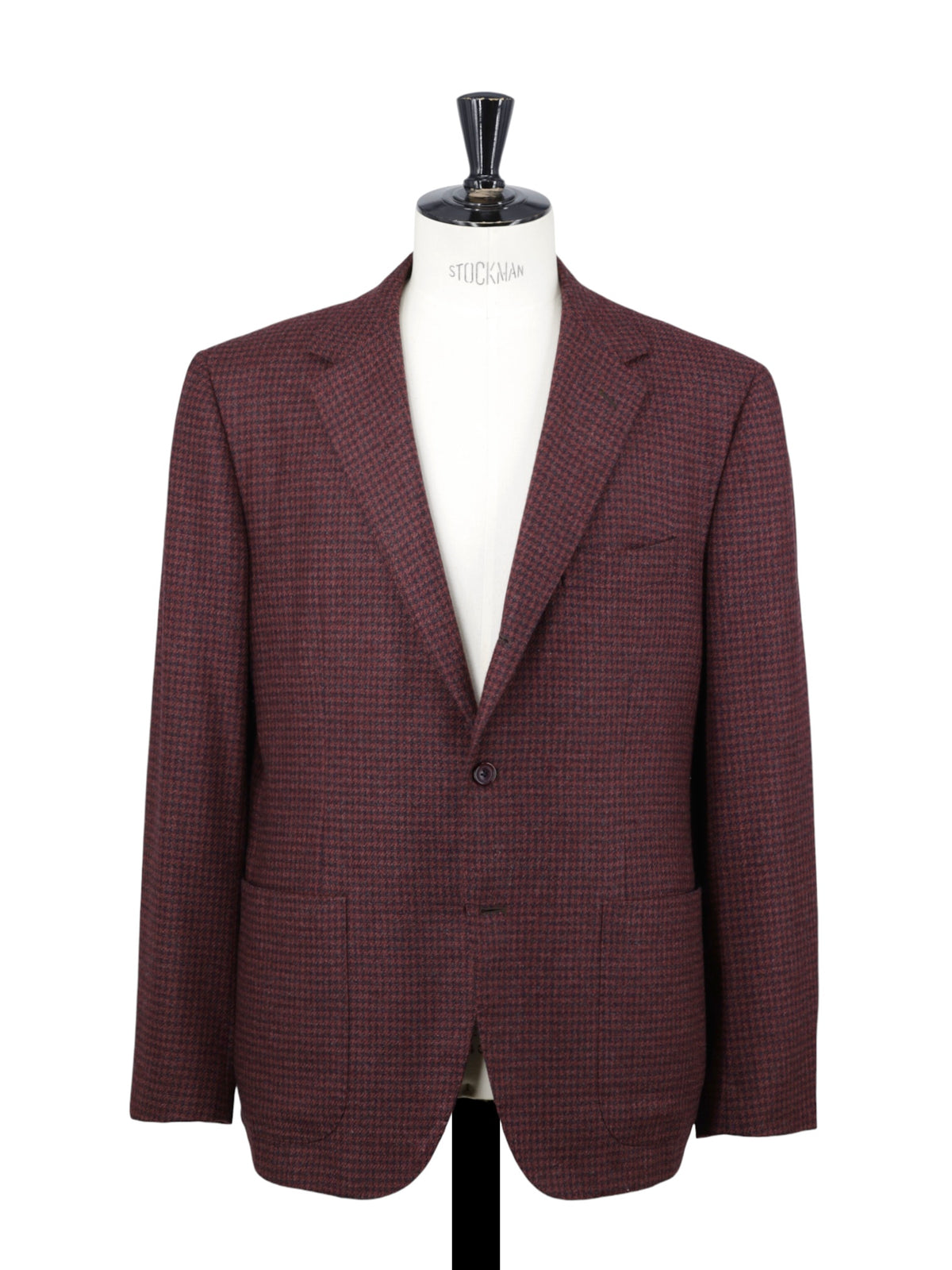 Sartorio Burgundy Softly-Brushed Wool Pied de Poule Jacket