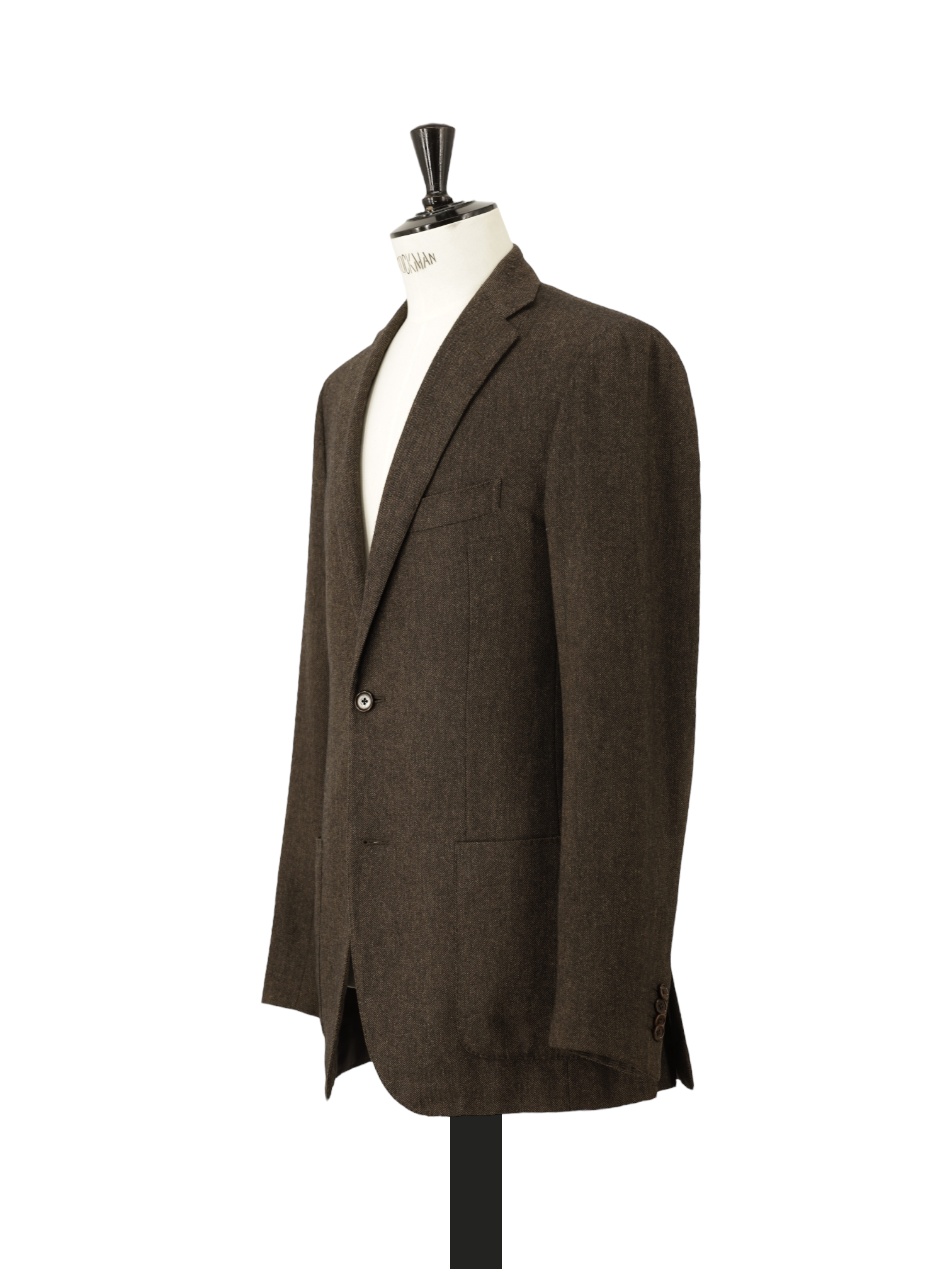 Caruso Chocolate Brown Pure Cashmere Herringbone Jacket
