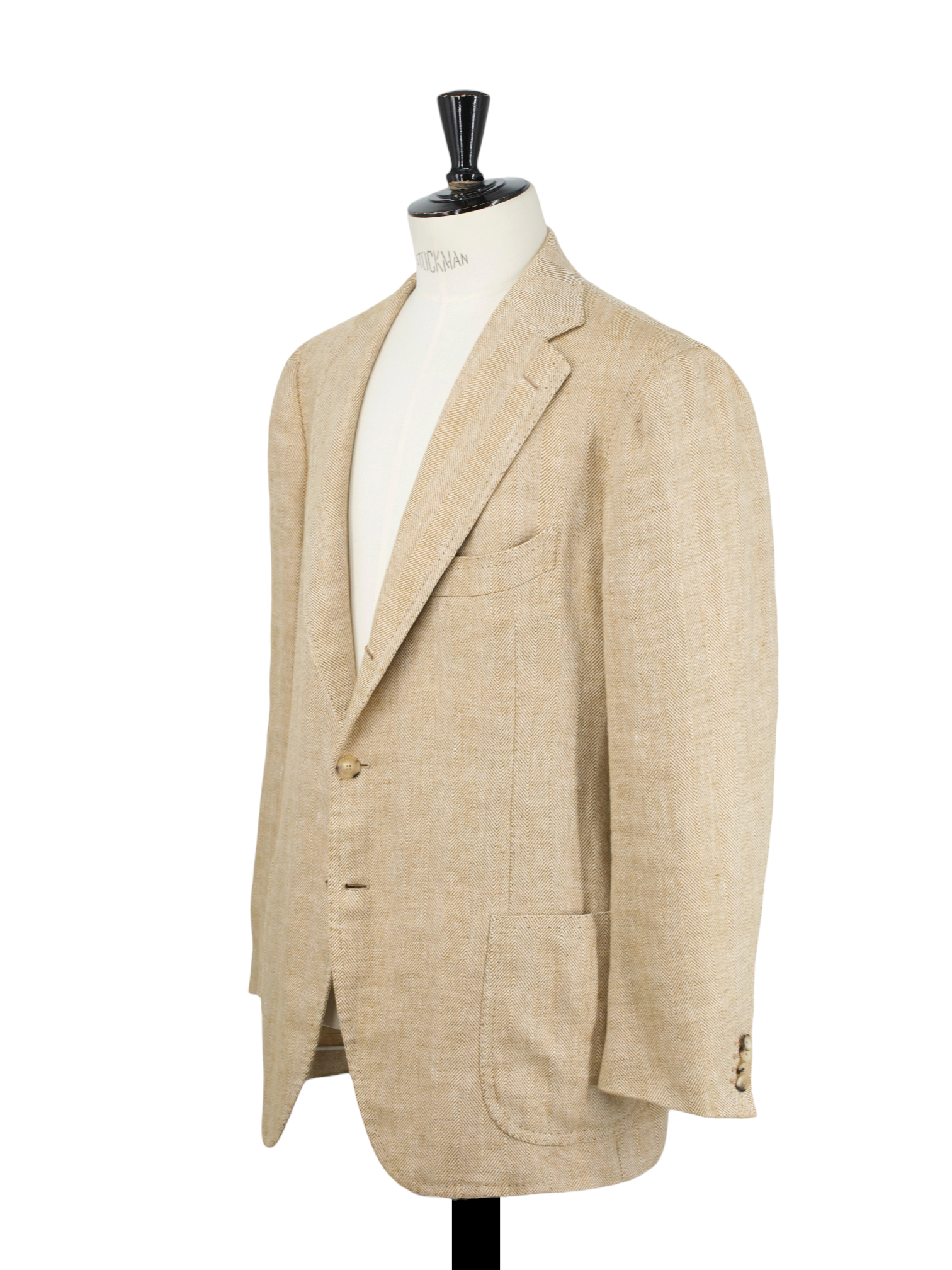 Cesare Attolini Beige Pure Linen Herringbone Summer Jacket