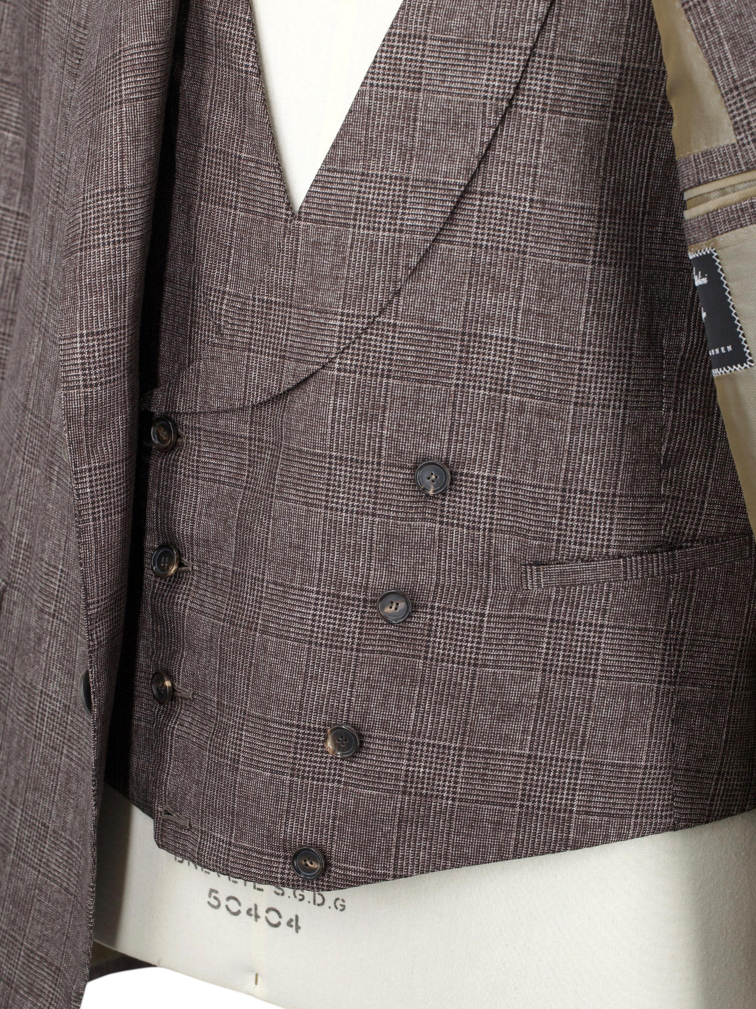 Cesare Attolini Warm Taupe 3-Piece Wool & Silk Glenplaid Suit