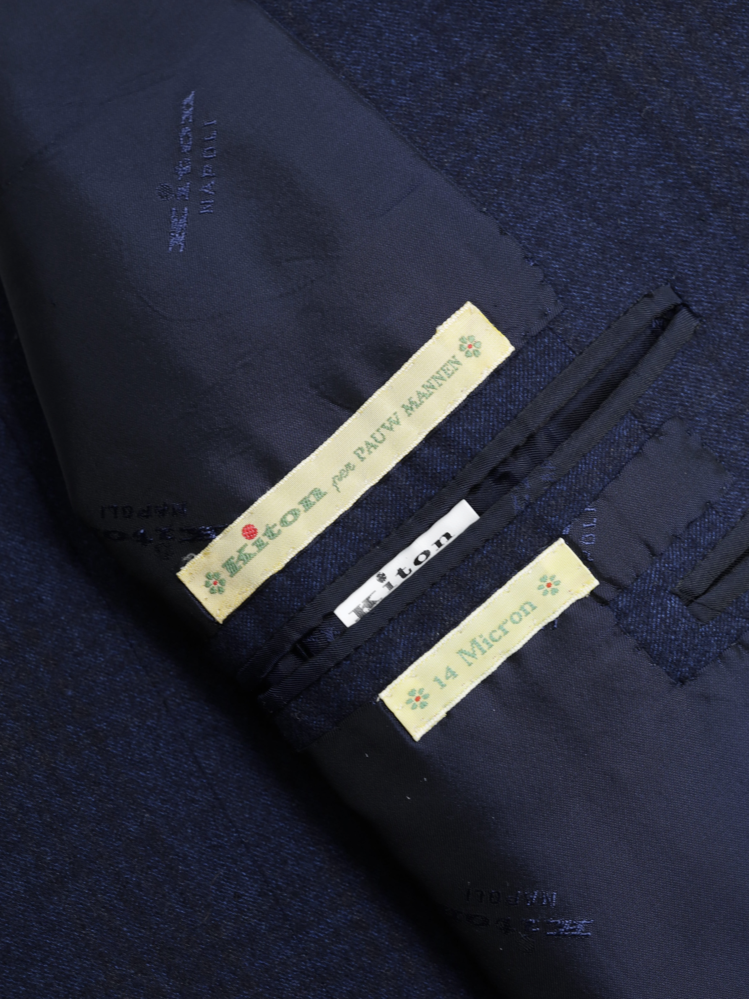 Kiton Dark Blue & Castagne Brown 14-Micron Wool & Silk Shadow-Check "LaSa" Suit