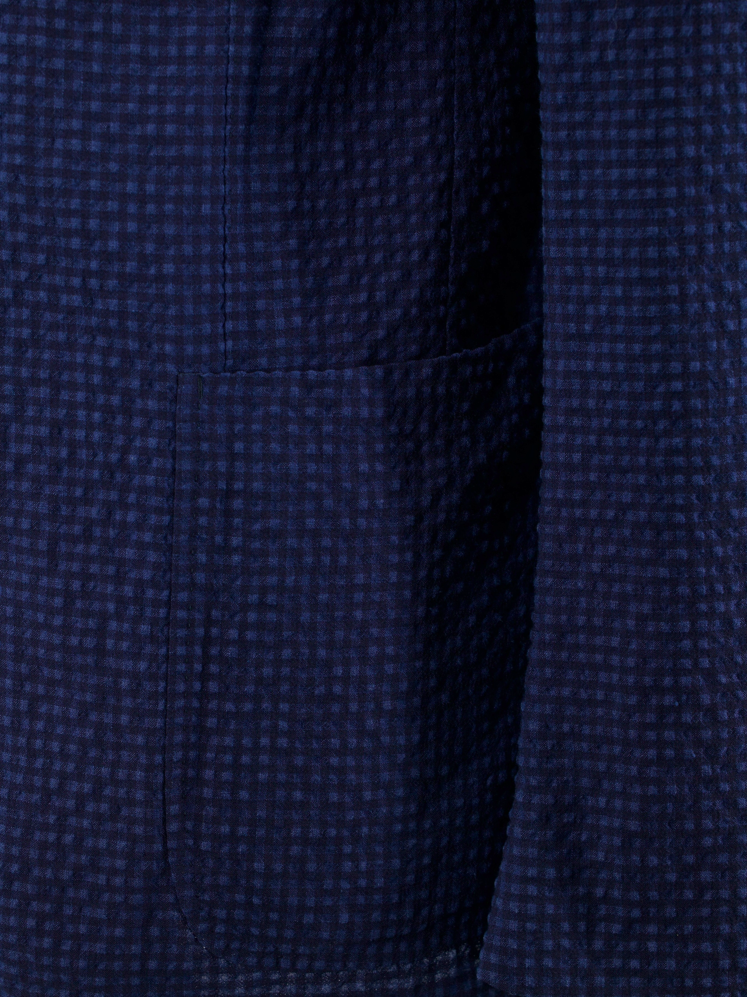 Ermenegildo Zegna Dark Blue Wool, Linen, Silk & Stretch Seersucker Gingham Jacket