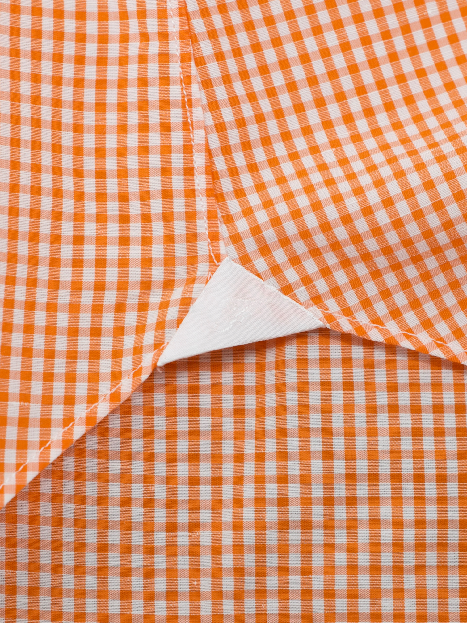 Finamore Orange & White Cotton Gingham Check Shirt