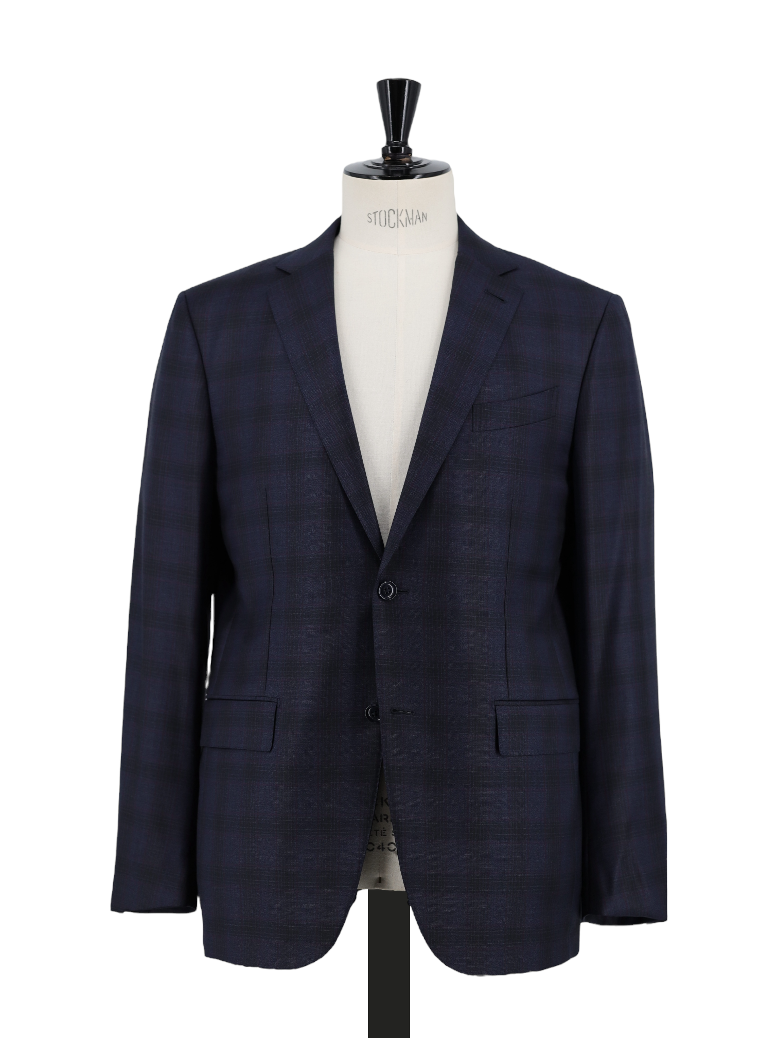 Ermenegildo Zegna Navy & Aubergine Wool Checkered Milano Easy Jacket