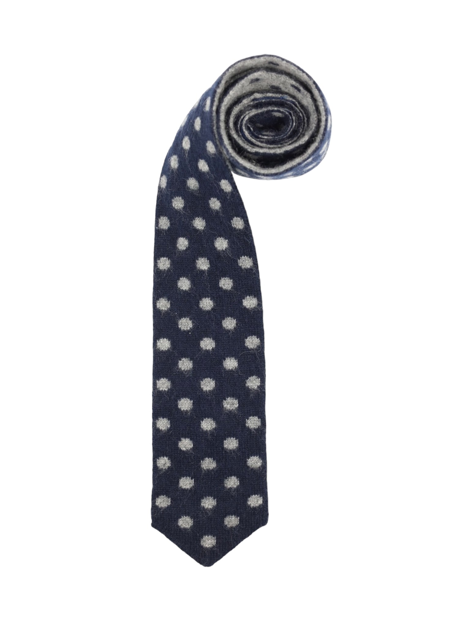 Kiton Blue & Grey Reversible Knitted Cashmere Tie