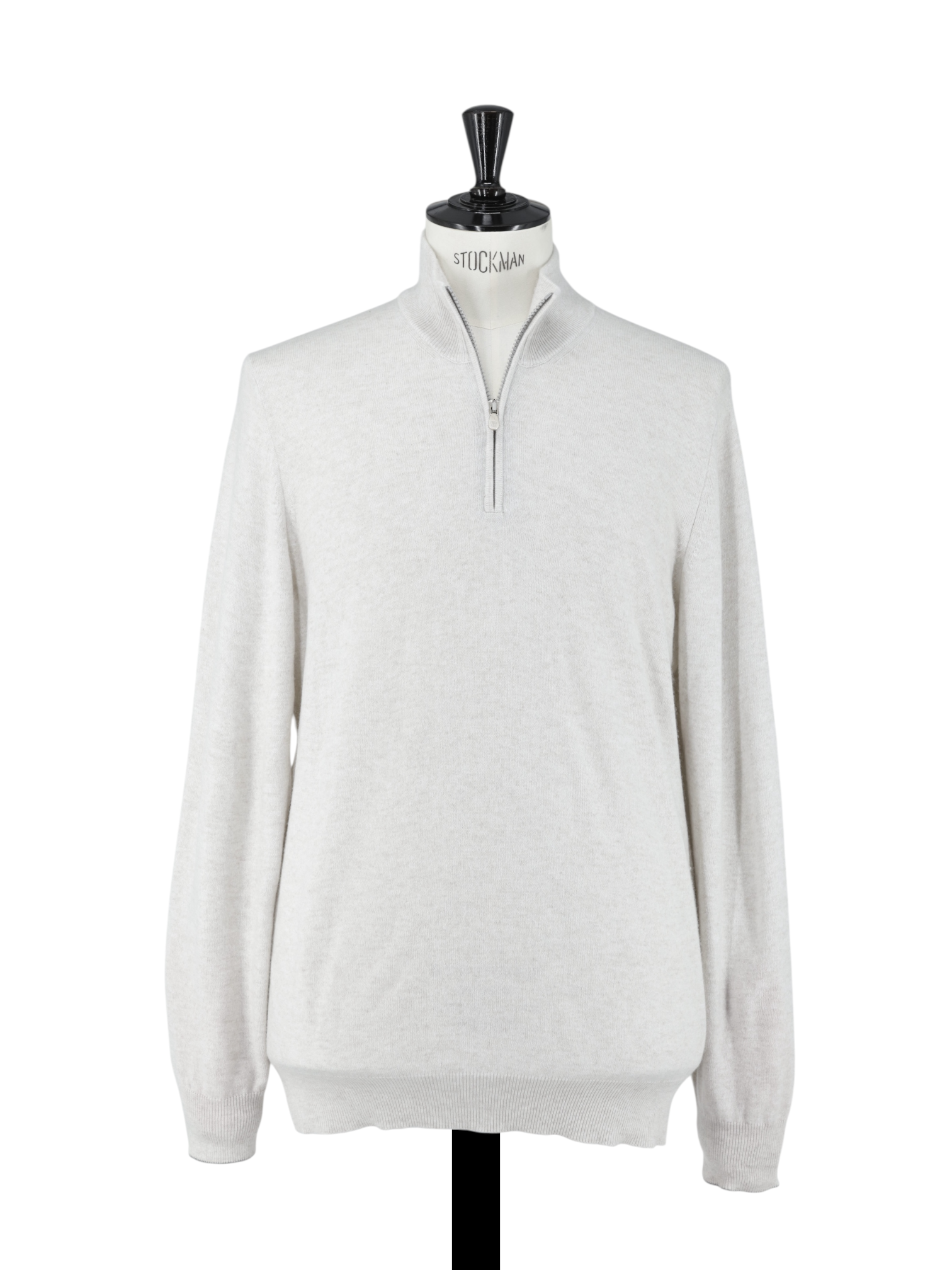 Brunello Cucinelli Light Grey Cashmere Half-Zip Sweater