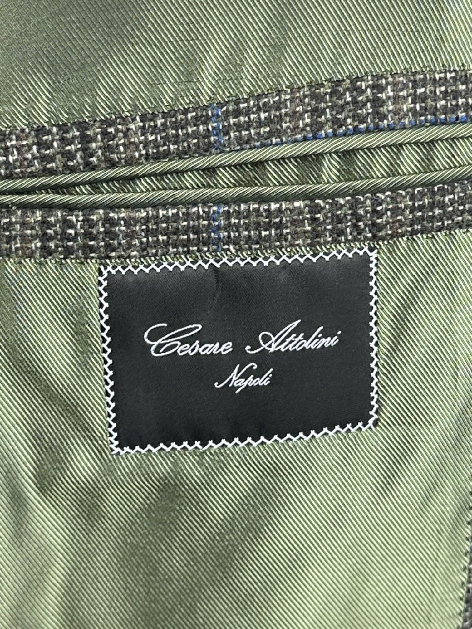 Cesare Attolini Olive Green Prince of Wales Cashmere Jacket